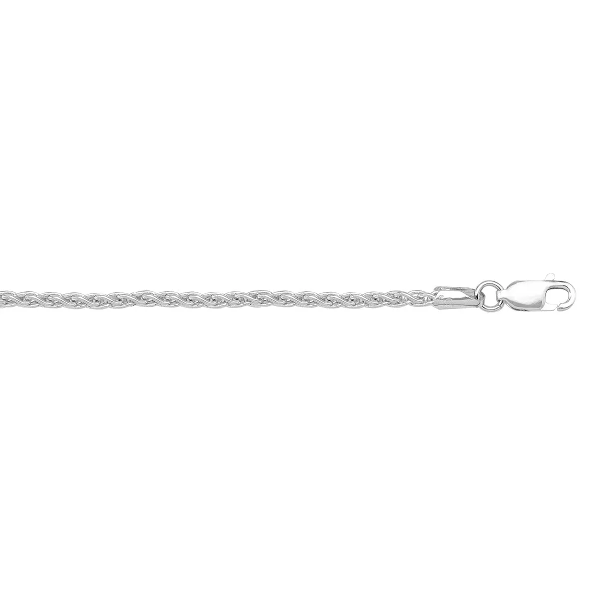 (10K, 14K, 18K) White Gold (1.5mm) Wheat Chain (16" to 24")