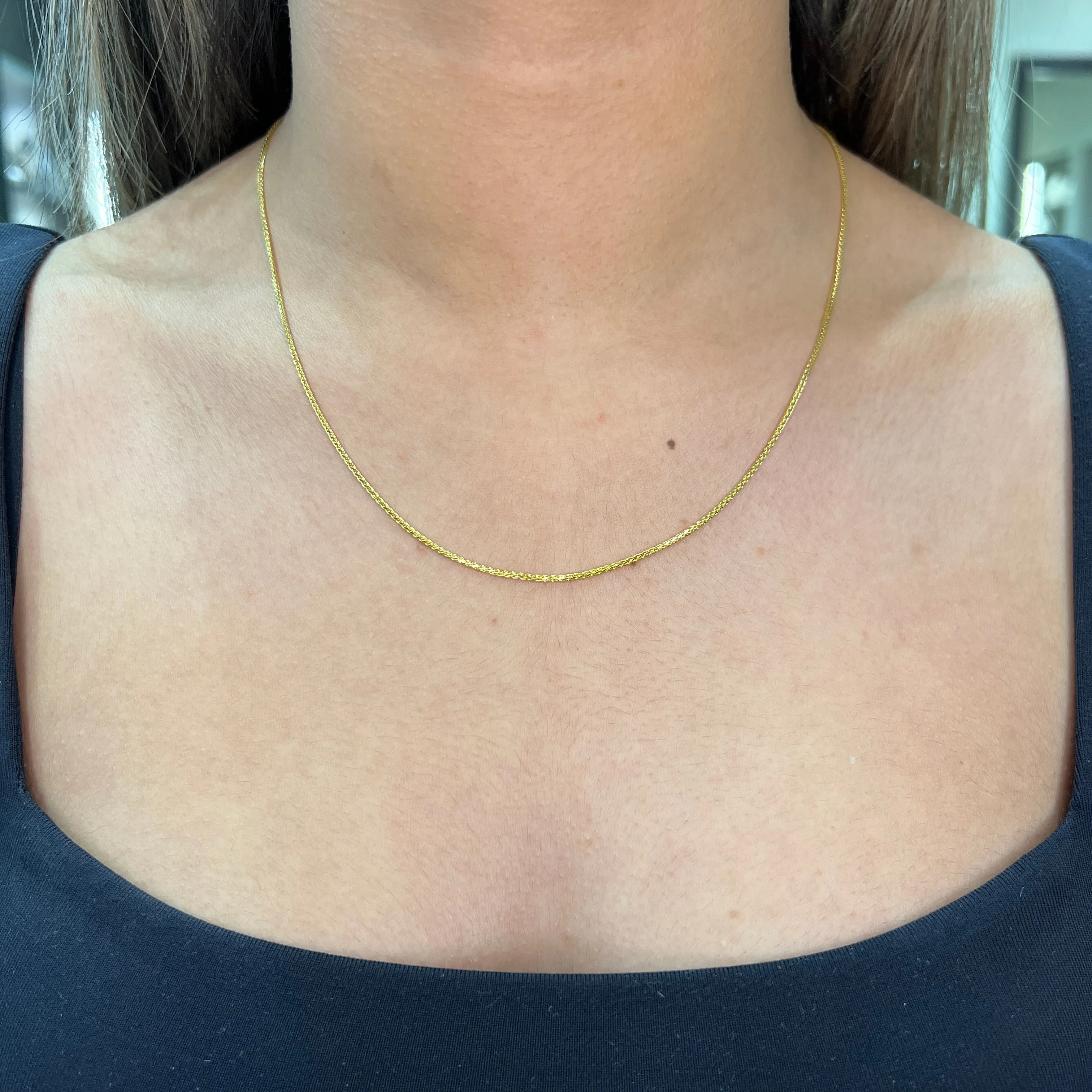 (10K, 14K, 18K) Yellow Gold (1.3mm) Wheat Chain