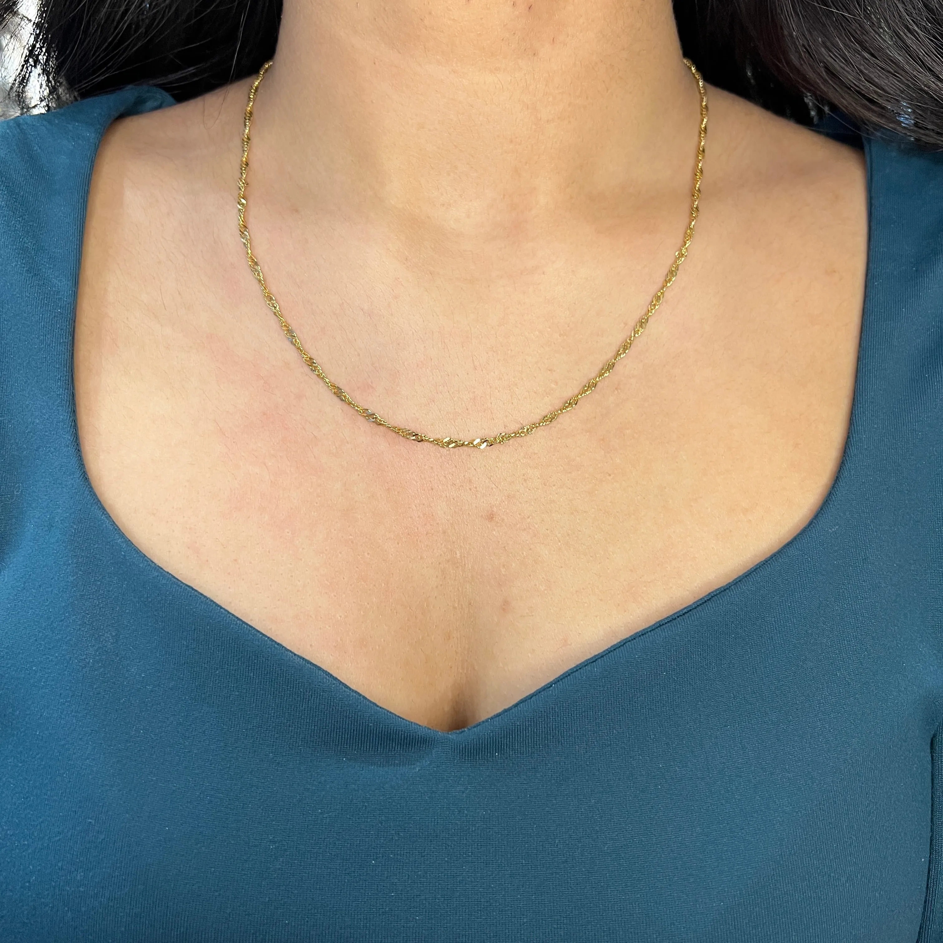 (10K, 14K, 18K) Yellow Gold (2.3mm) Singapore Chains