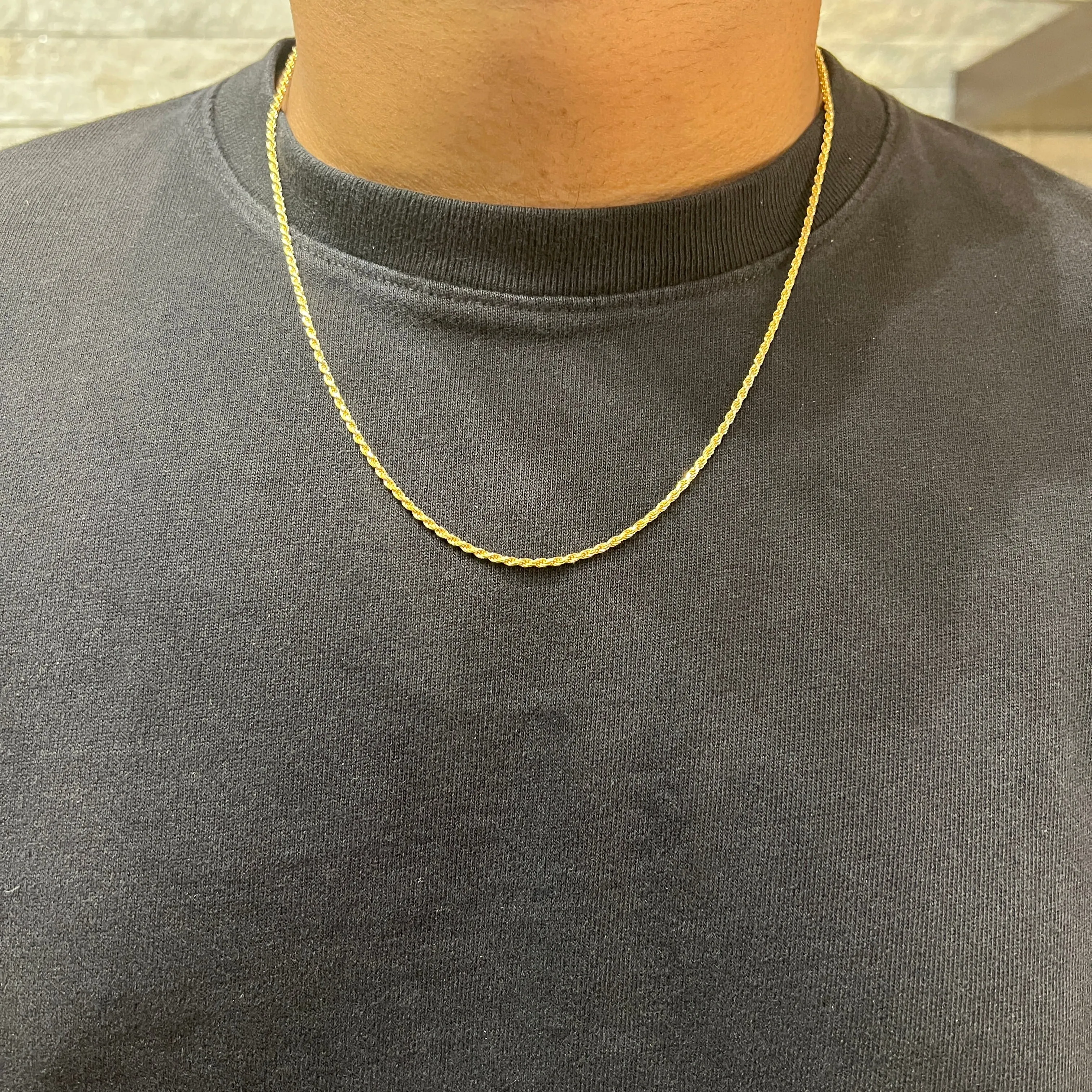 (10K, 14K,18K) Yellow Gold (1.8mm) Solid Diamond Cut Rope Chain
