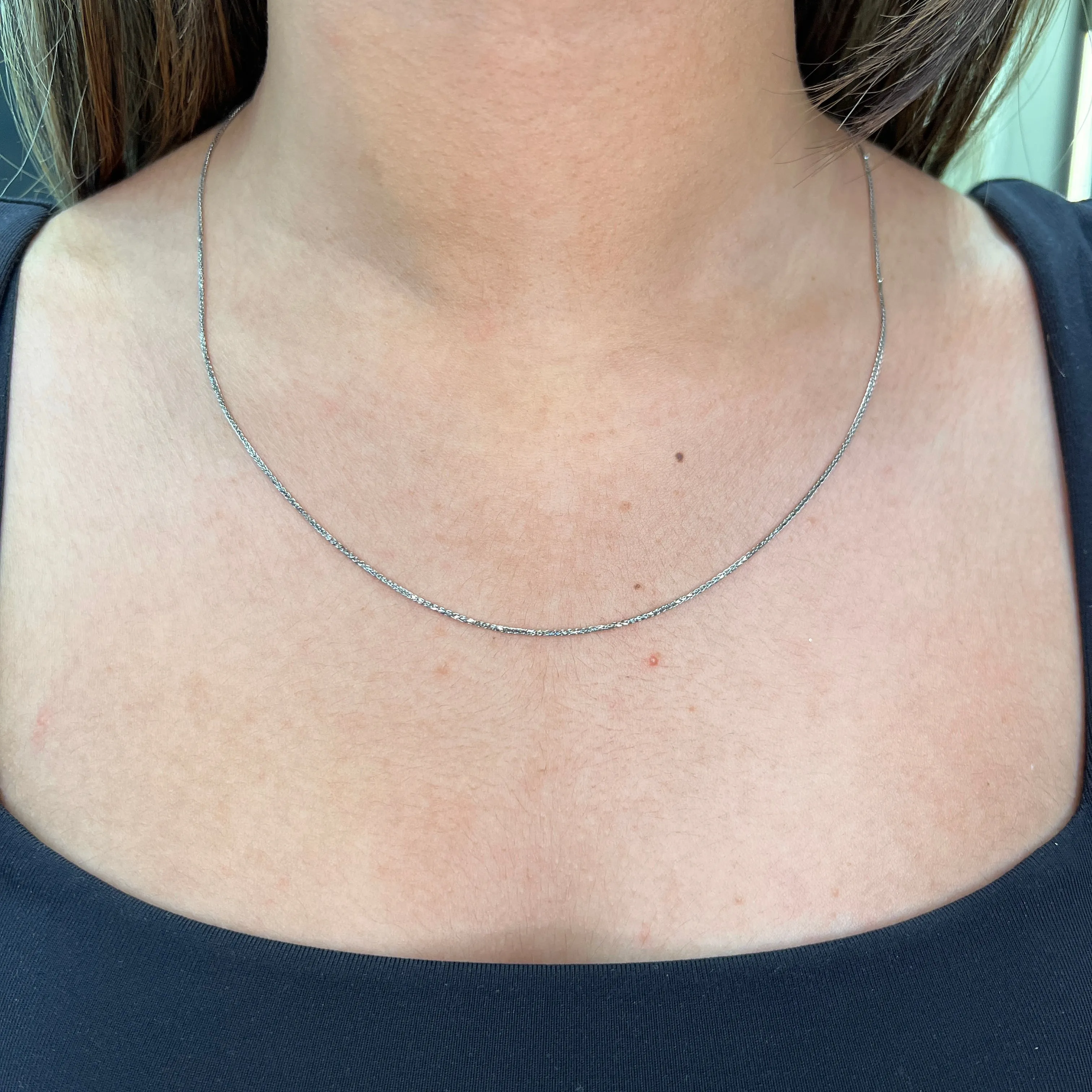 10K White Gold (1.0mm) Wheat Chain (16" - 24")