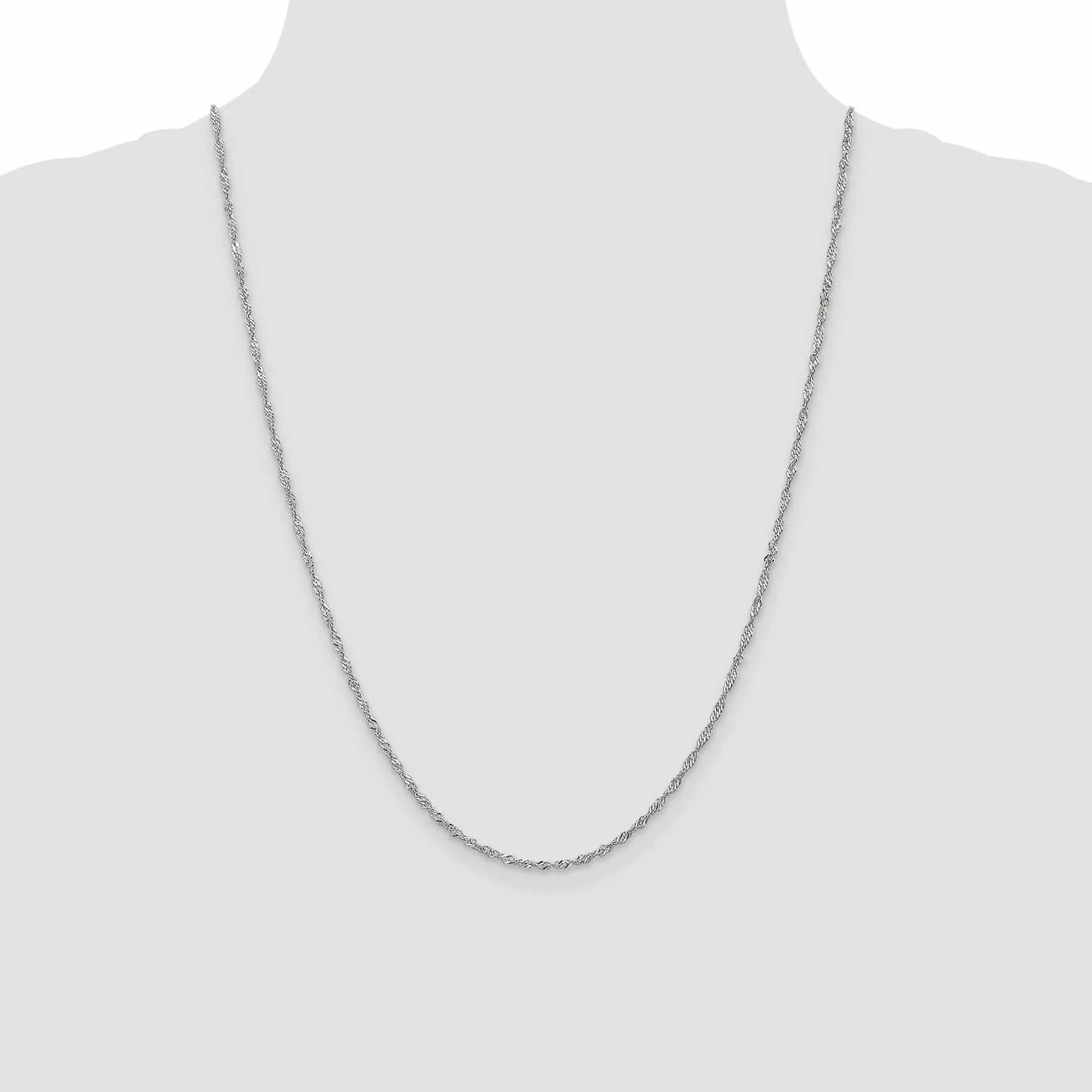 10K White Gold 1.7 mm Sparkle Singapore Chain