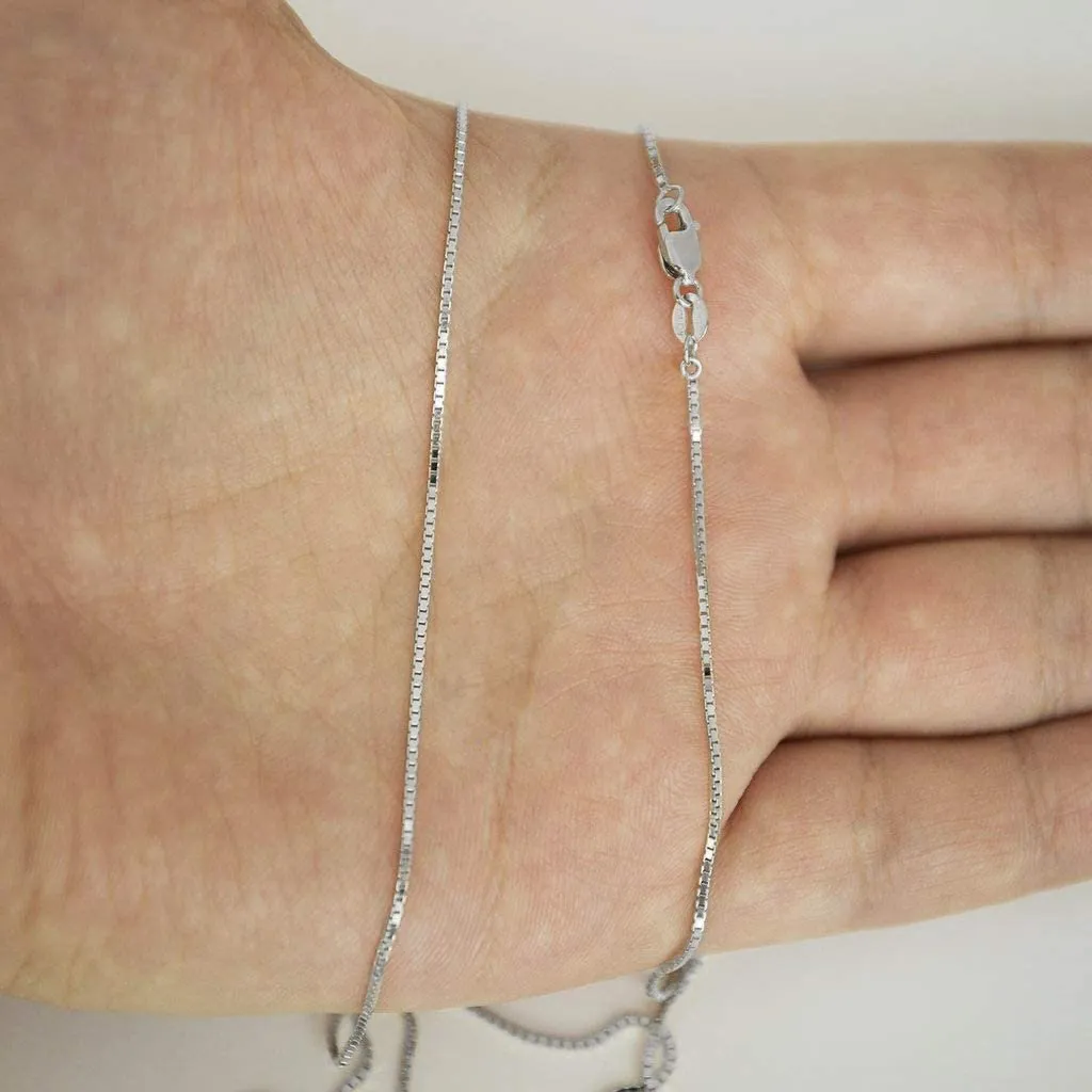 10K White Gold 1mm Box Pendant Chain