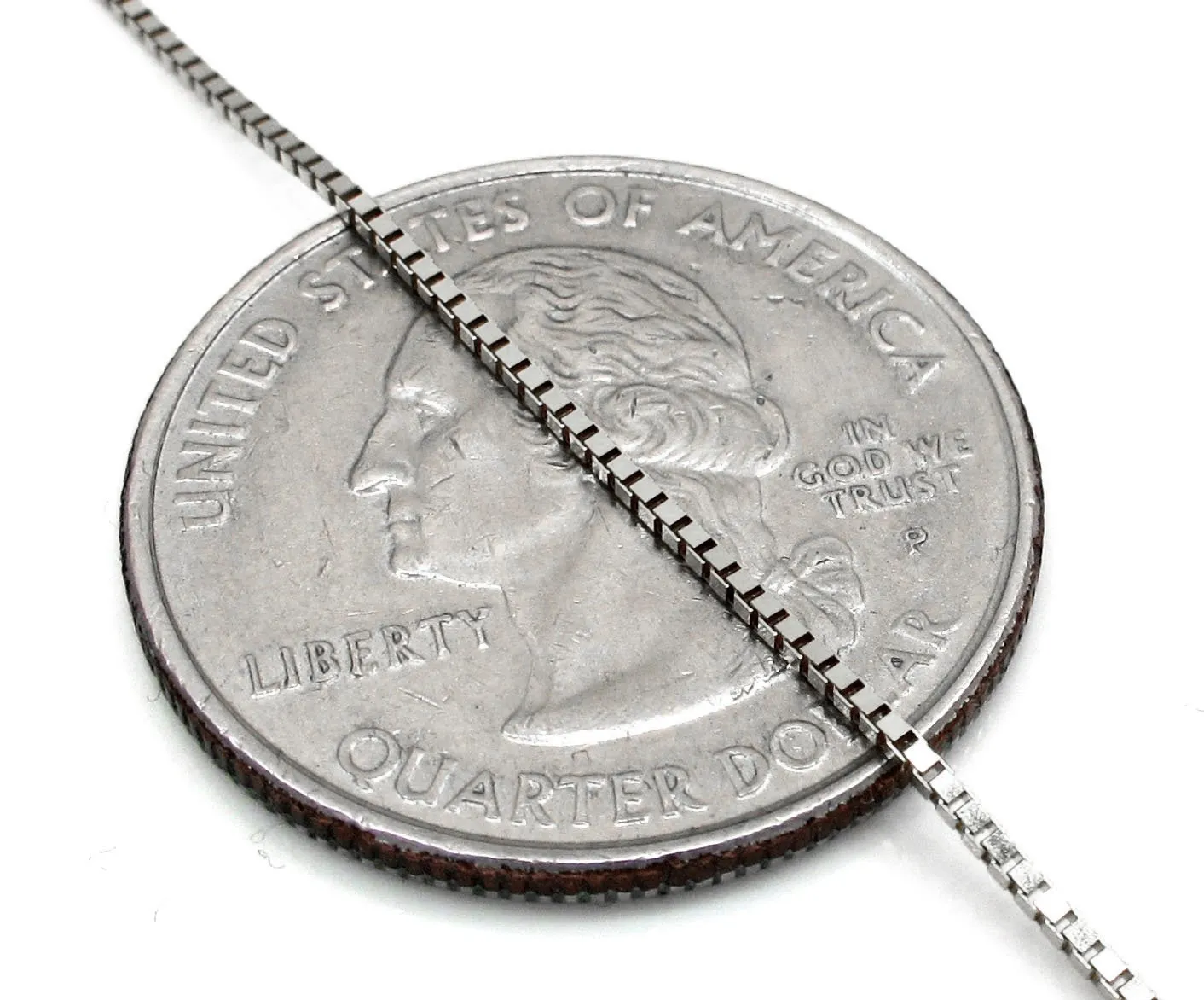 10K White Gold 1mm Box Pendant Chain