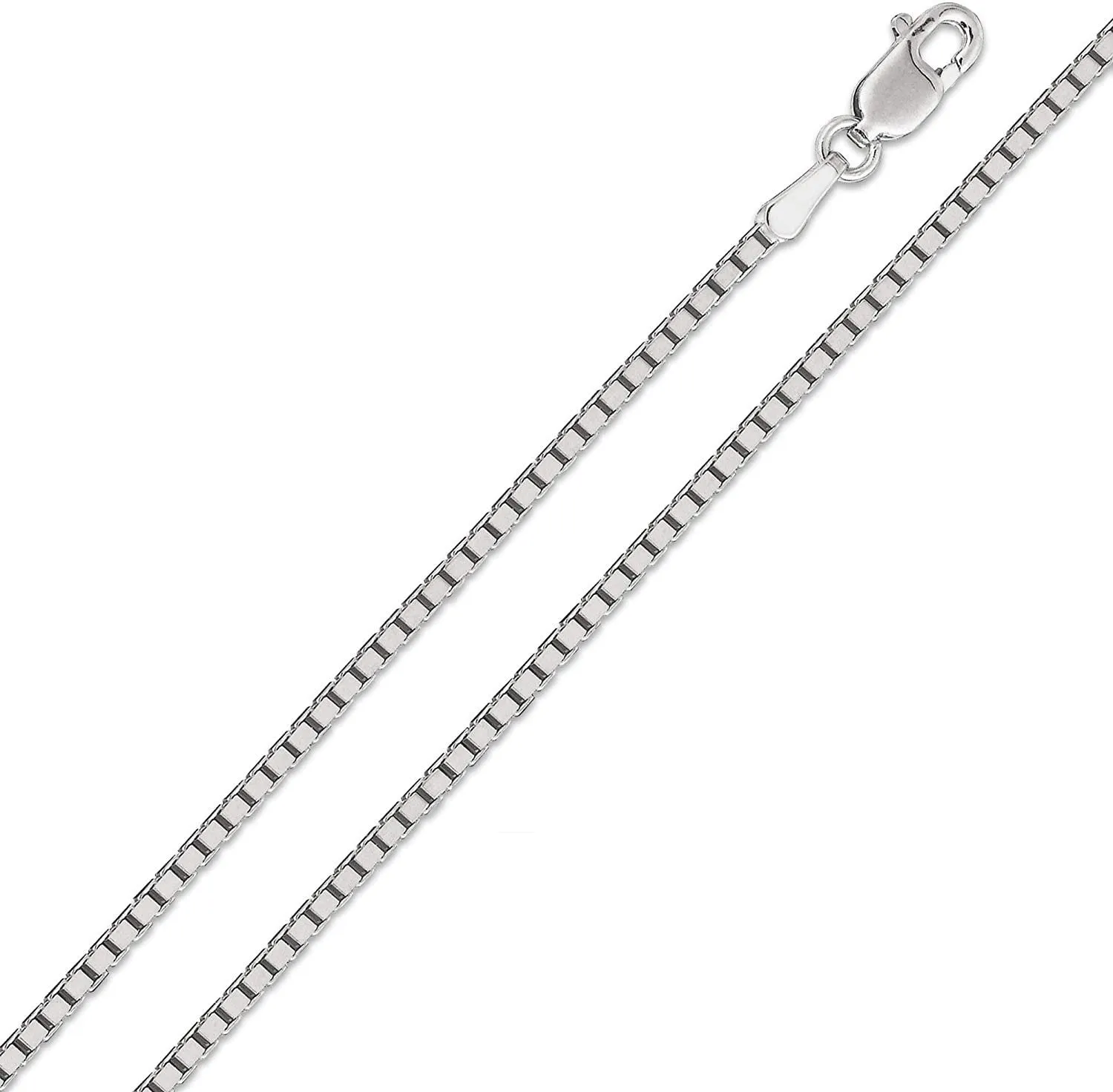 10K White Gold 1mm Box Pendant Chain