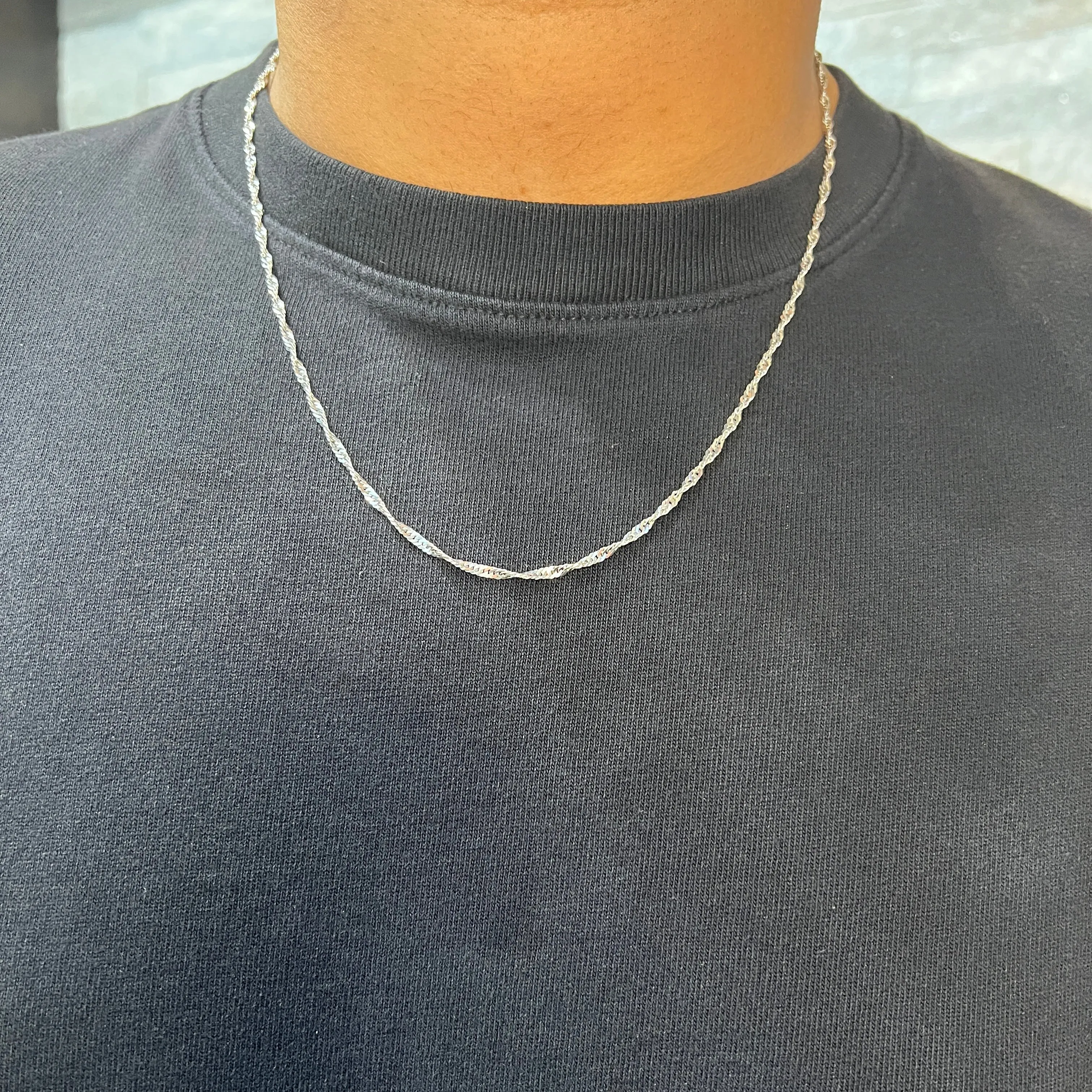 10K White Gold (2.3mm) Singapore (16 - 24") Chains