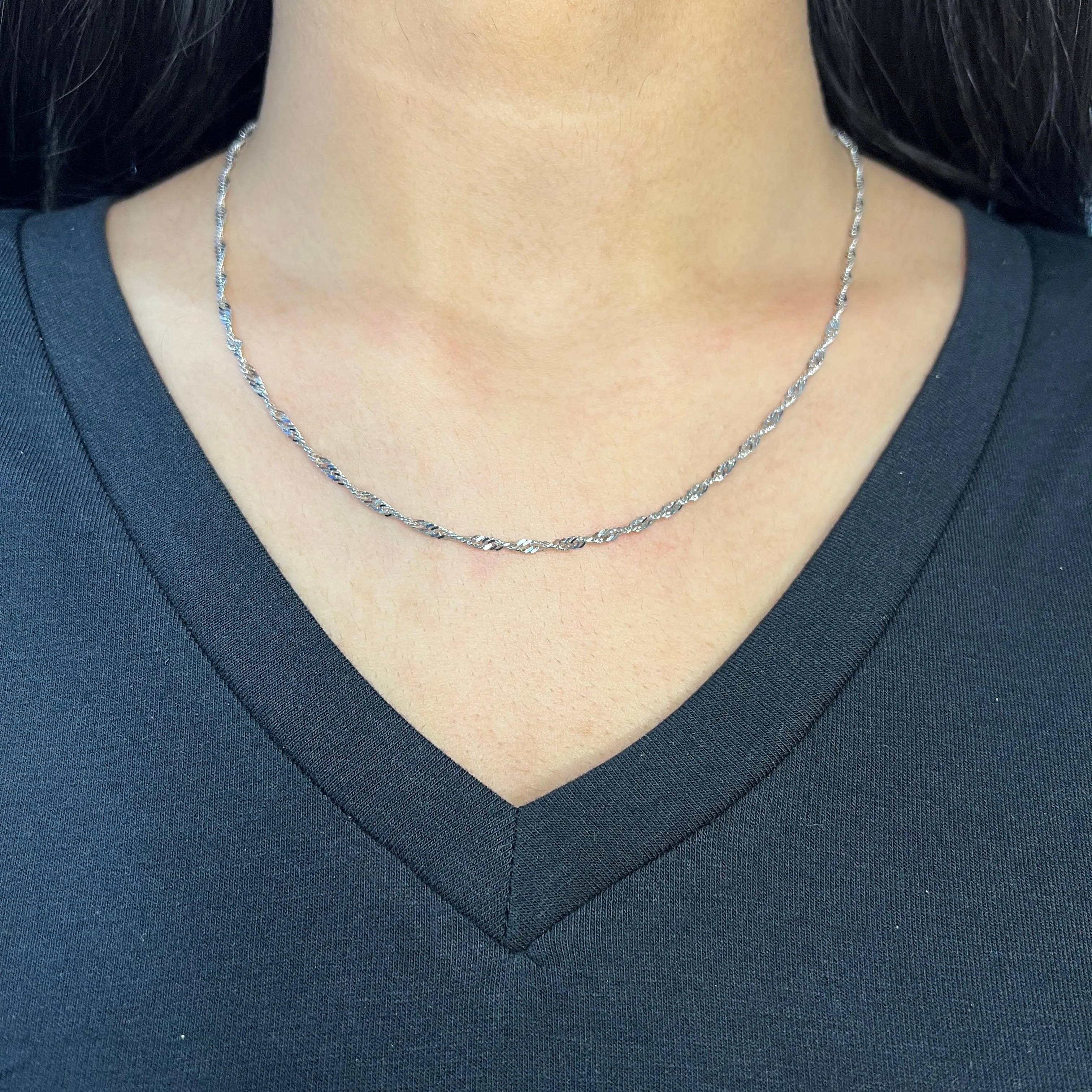 10K White Gold (2.3mm) Singapore (16 - 24") Chains