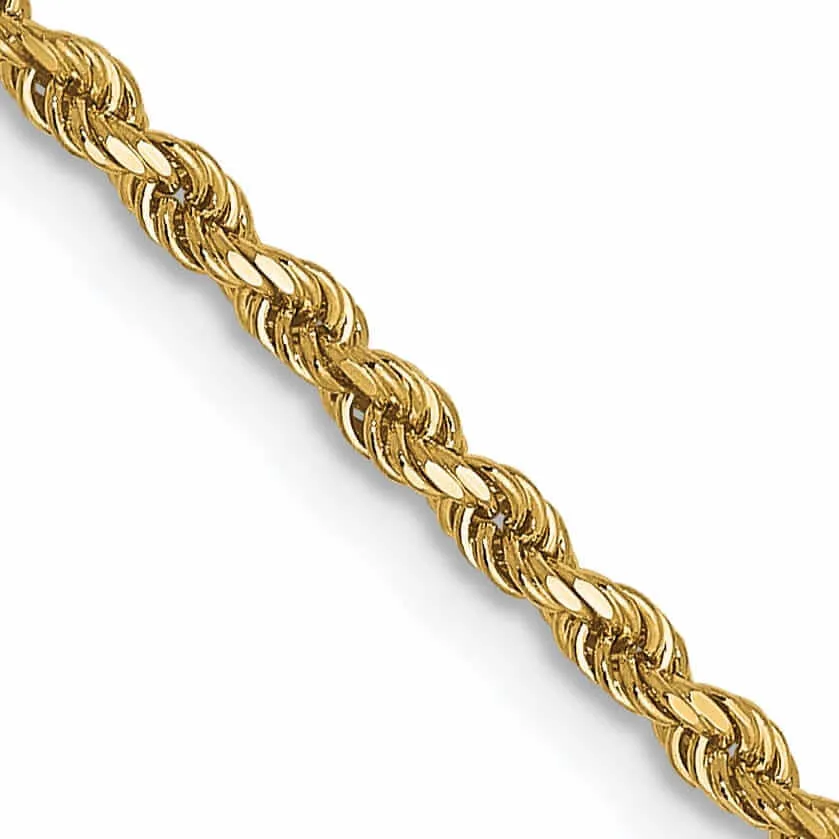 10k Yellow Gold 1.75mm D.C Rope Chain