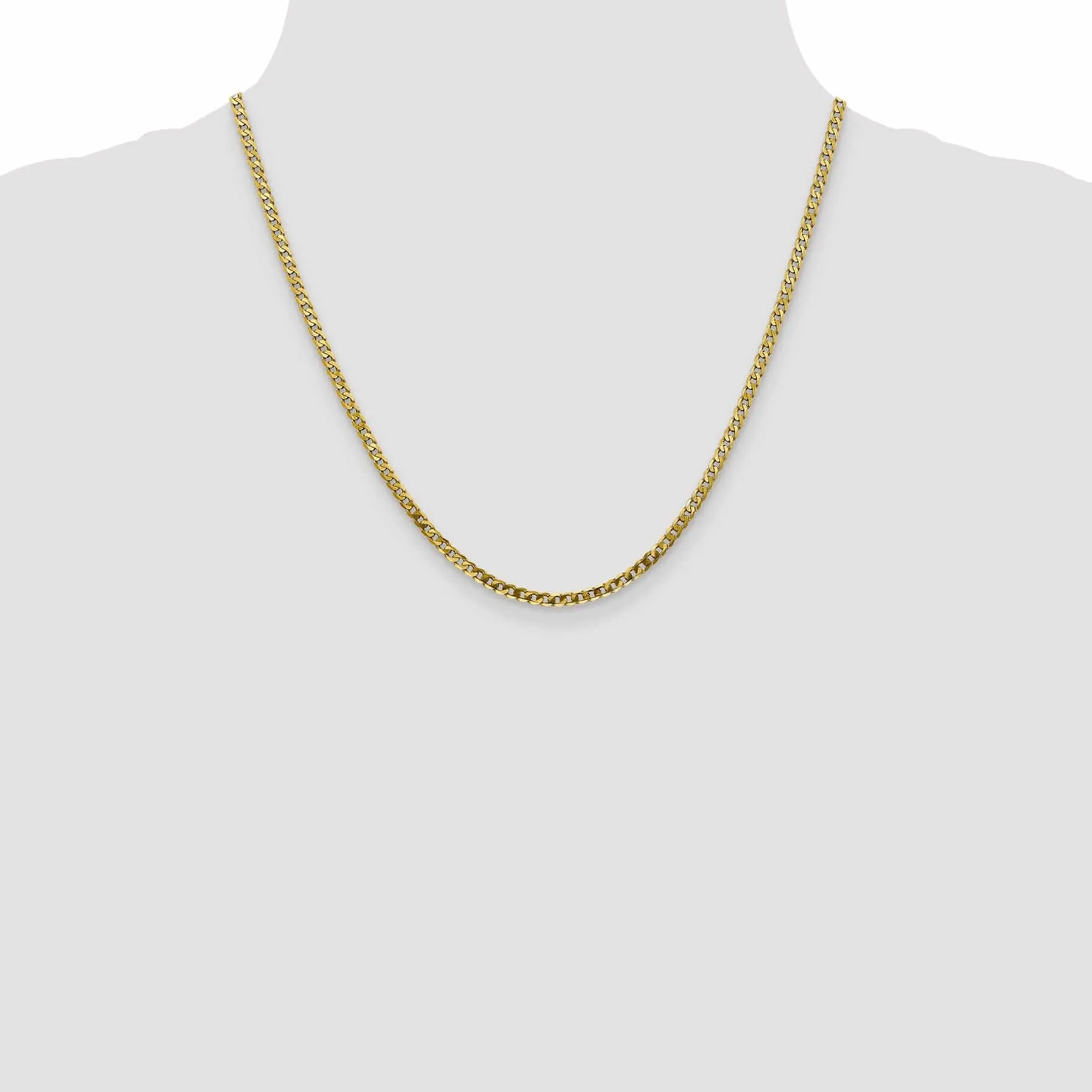 10k Yellow Gold 2.4mm Flat Beveled Curb Chain