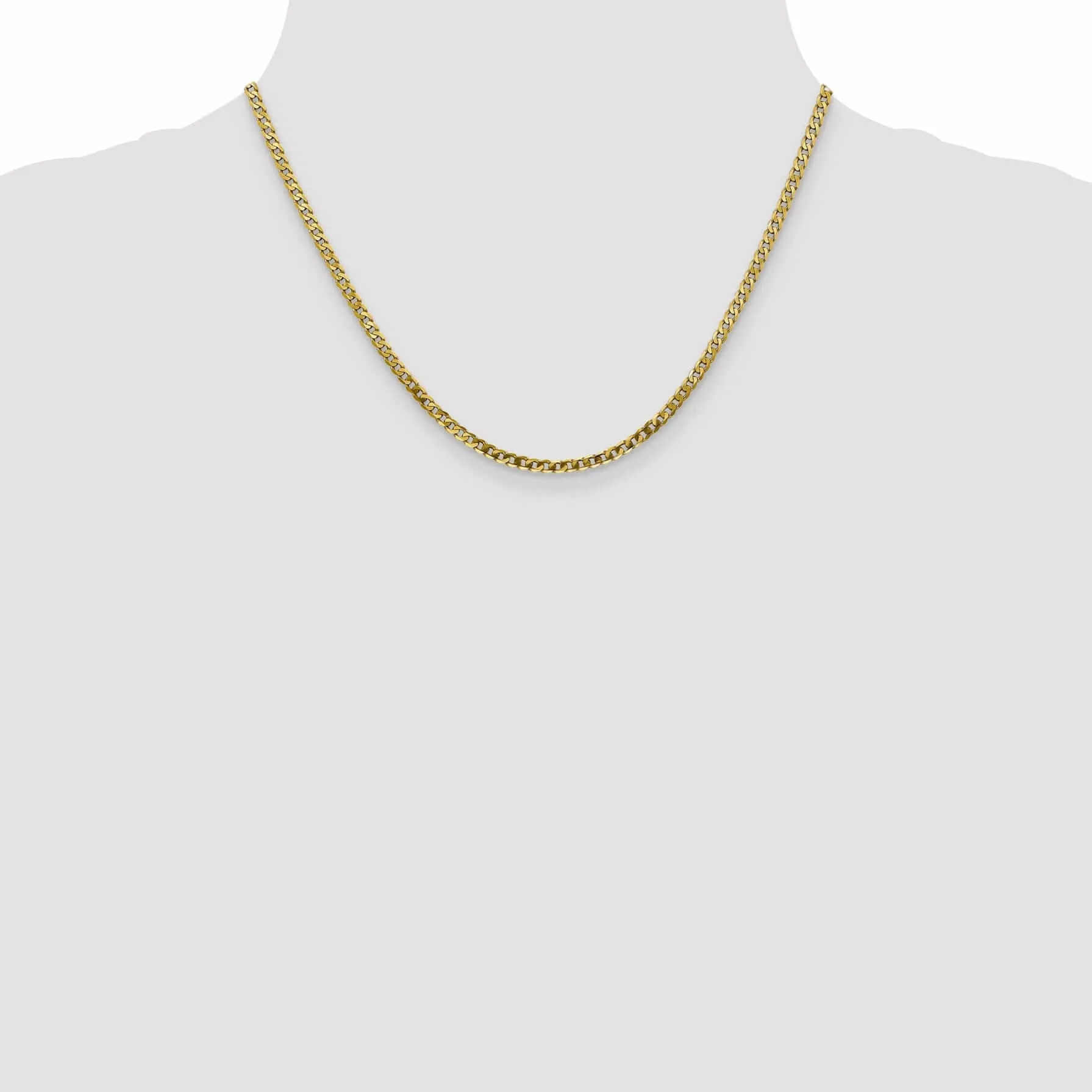 10k Yellow Gold 2.4mm Flat Beveled Curb Chain