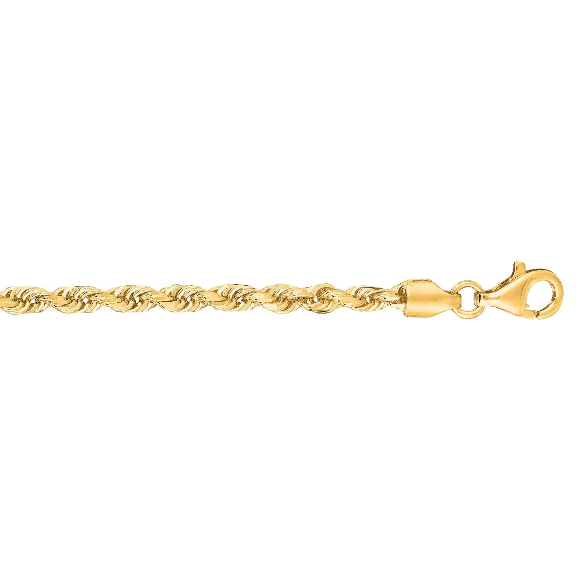 10K Yellow Gold (2.5mm) Solid Diamond Cut Rope Chain