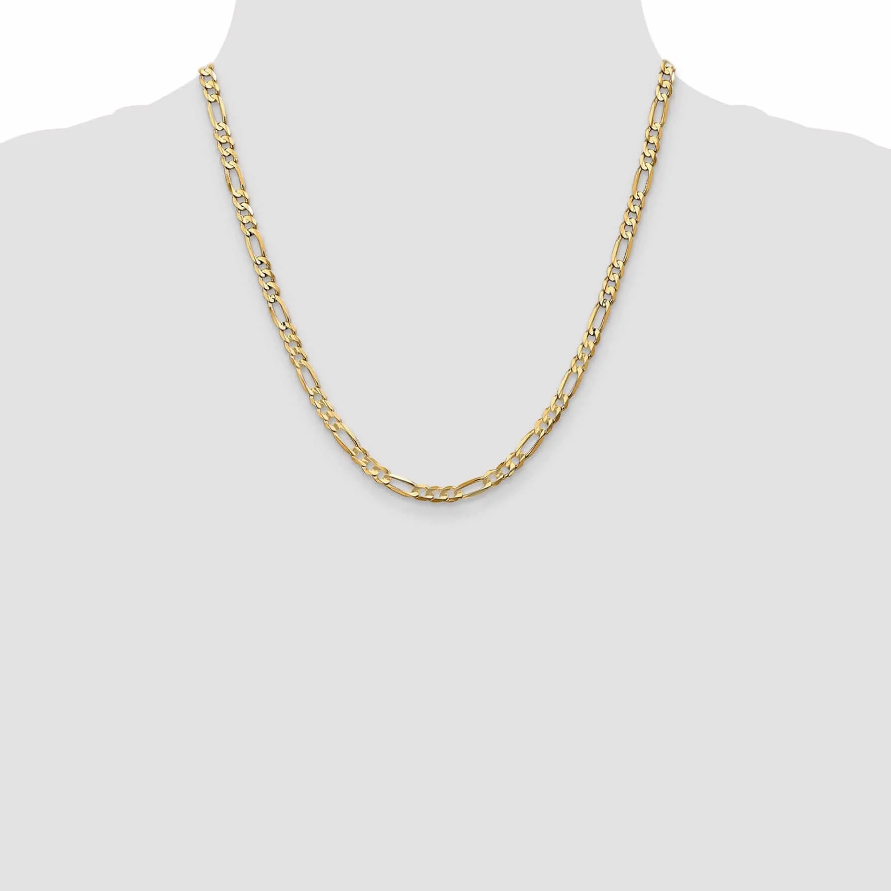 10k Yellow Gold 4.5mm Light Figaro Chain