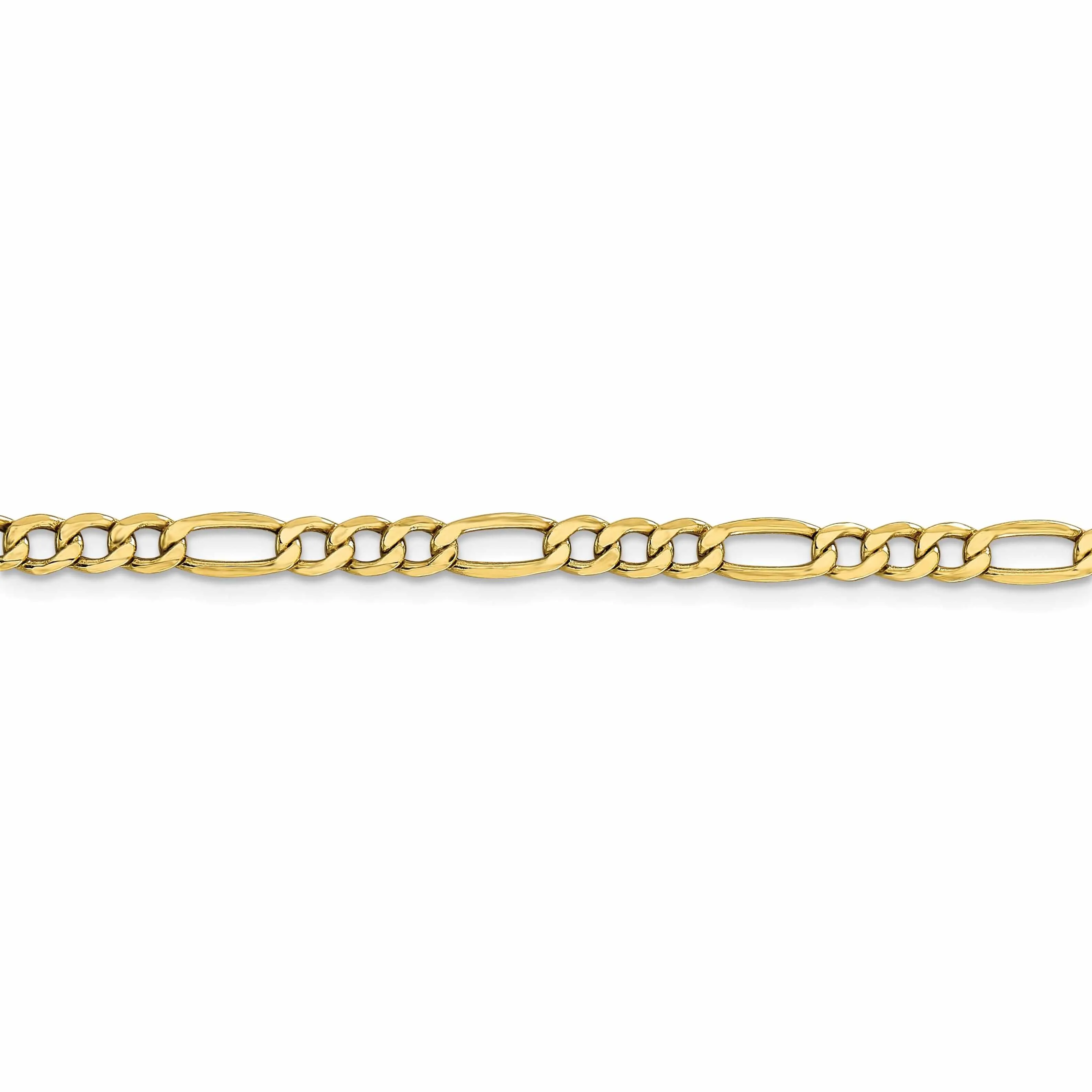 10k Yellow Gold 4.75mm Semi-Solid Figaro 7-inch Chain