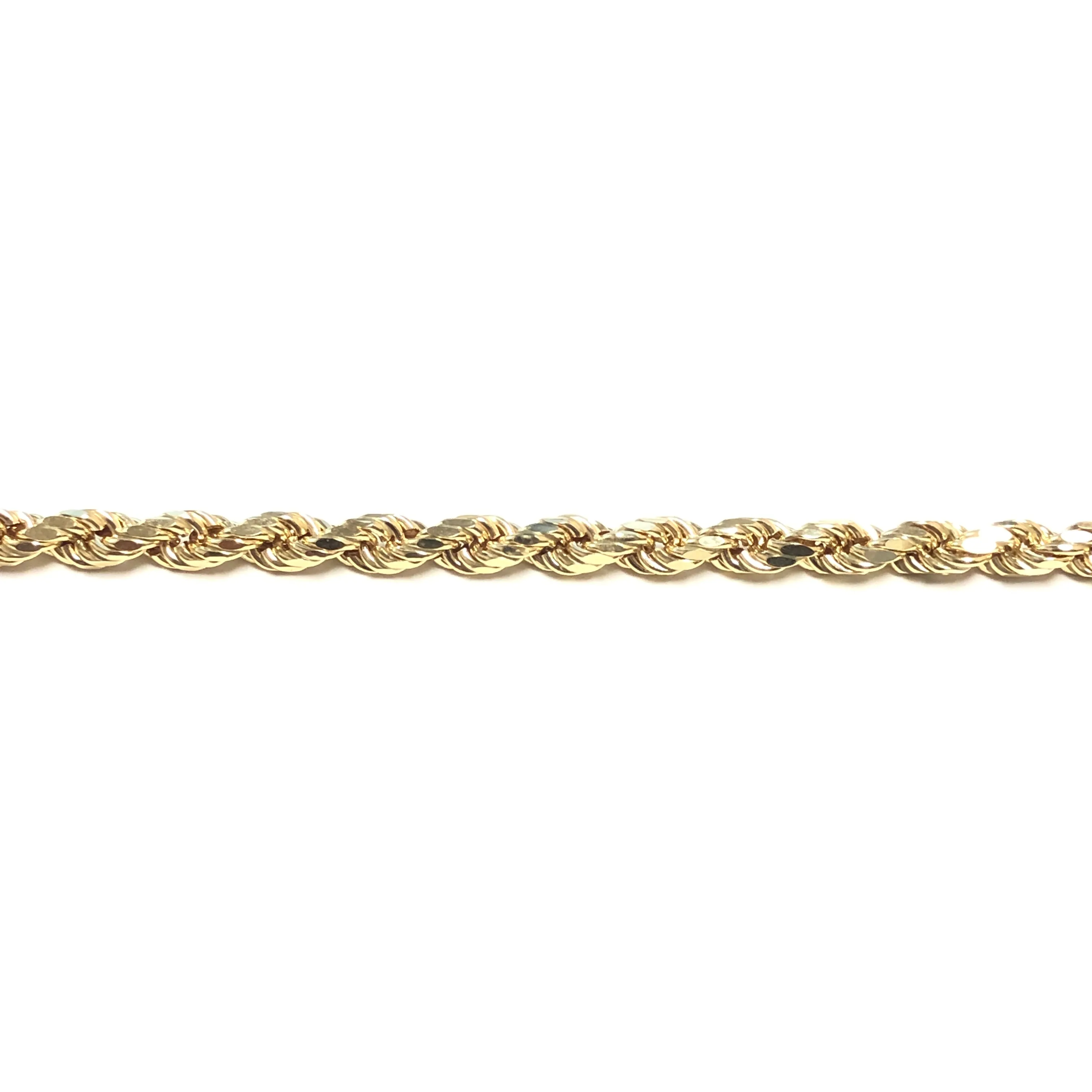 10K Yellow Gold (4mm) Diamond Cut Hollow Rope Chain 24"