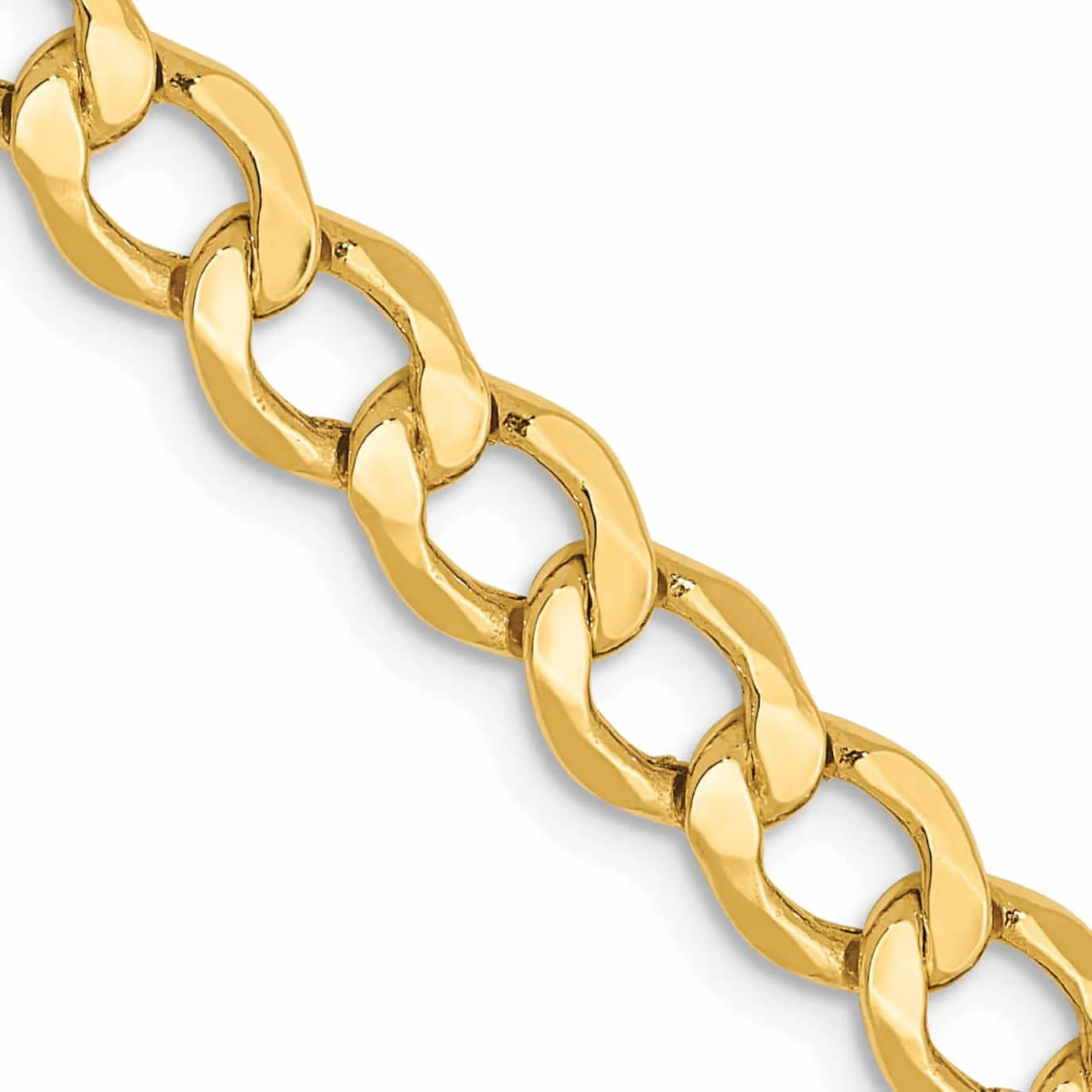 10k Yellow Gold 5.25m SemiSolid Curb Link Chain