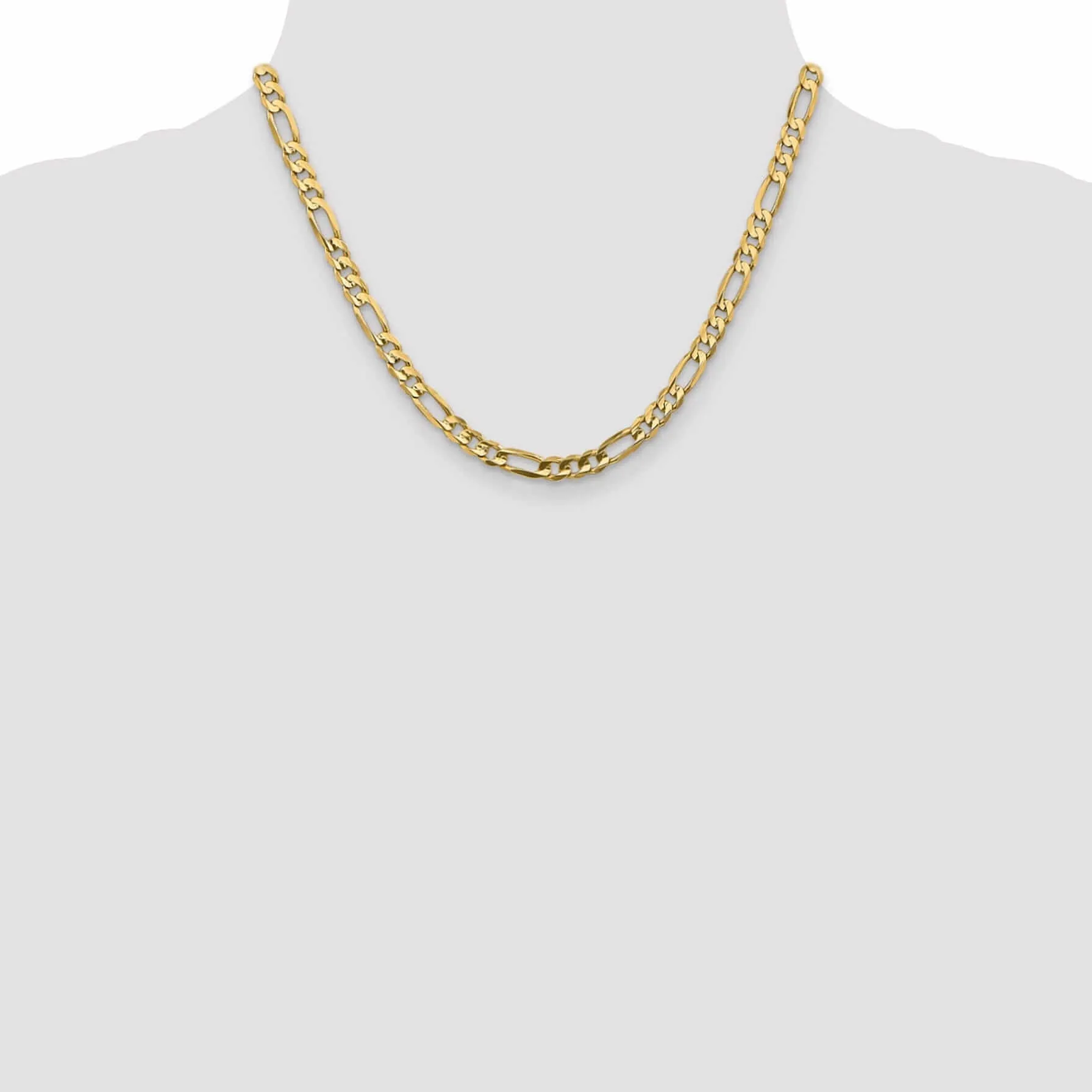 10k Yellow Gold 5.25mm Concave Figaro Chain