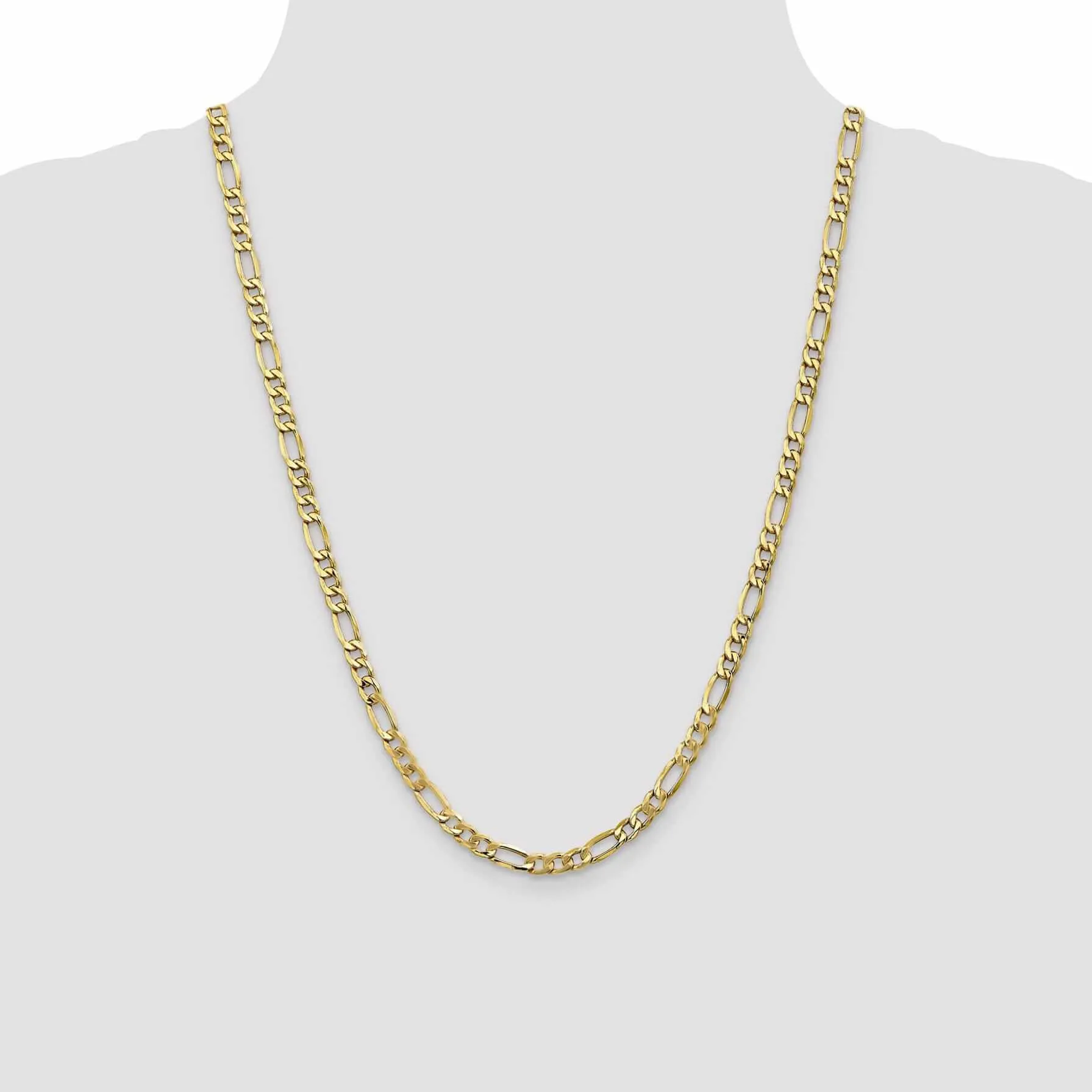 10k Yellow Gold 5.35mm Semi-Solid Figaro Chain