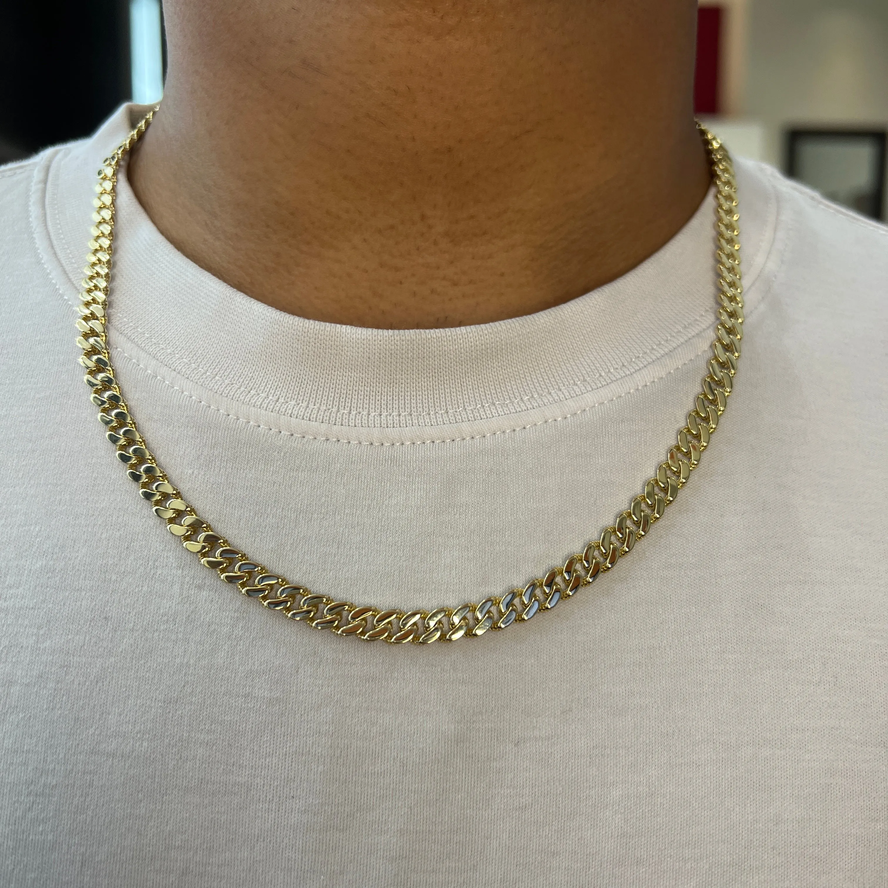 10K Yellow Gold (6.5mm) Classic Monaco Chain with Pavee Lock (18 - 26")