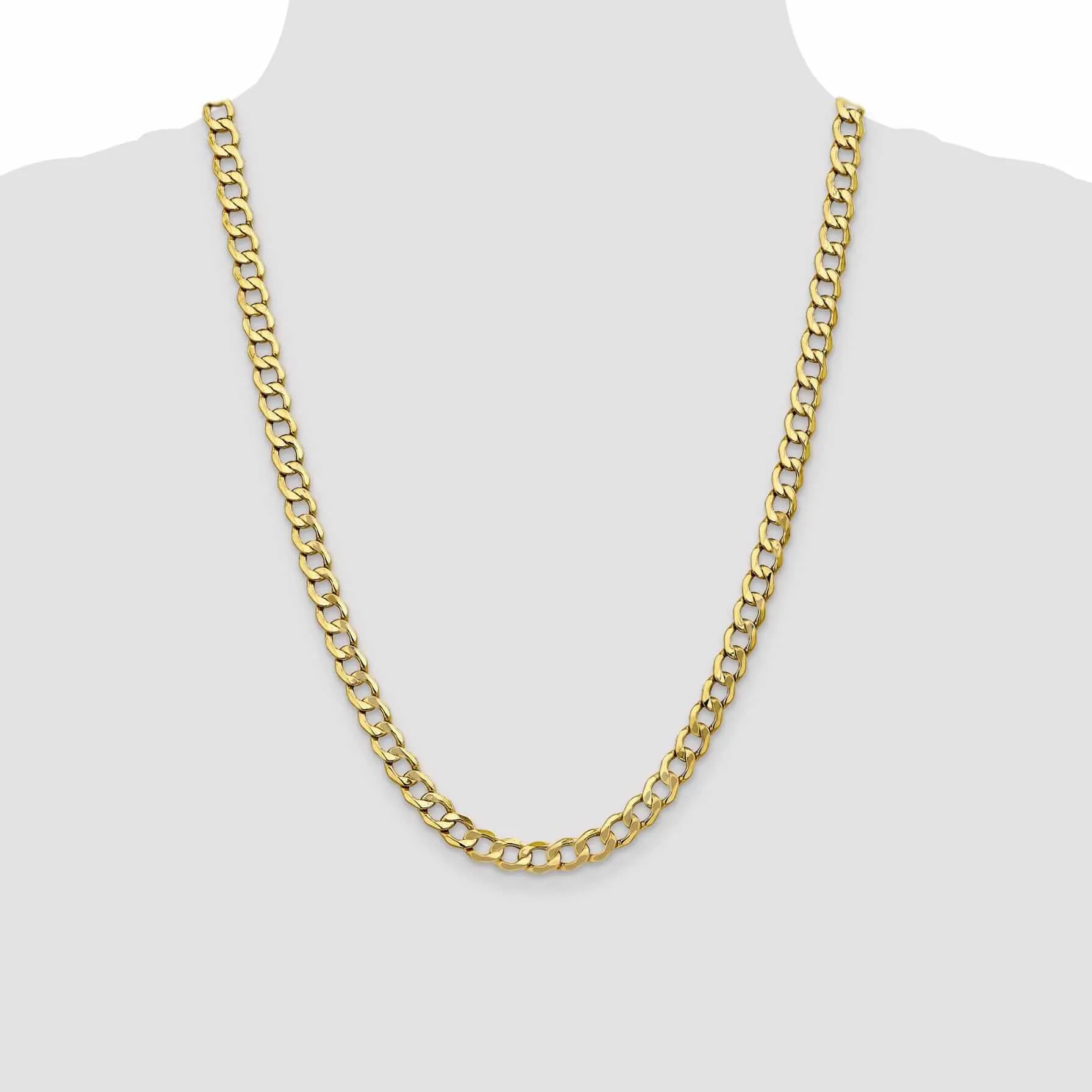 10k Yellow Gold 7.0m Semi-Solid Curb Link Chain
