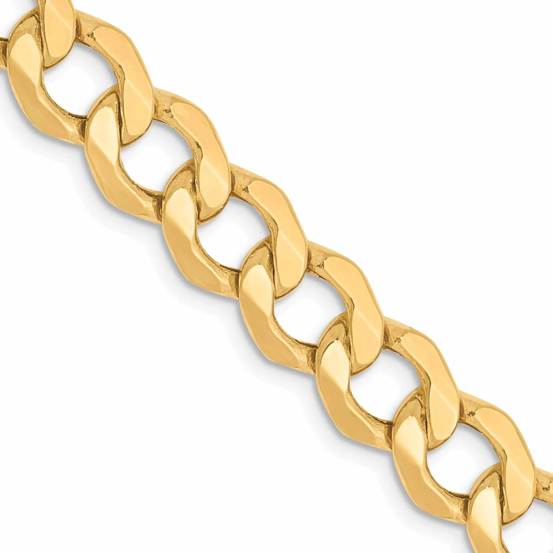 10k Yellow Gold 7.0m Semi-Solid Curb Link Chain
