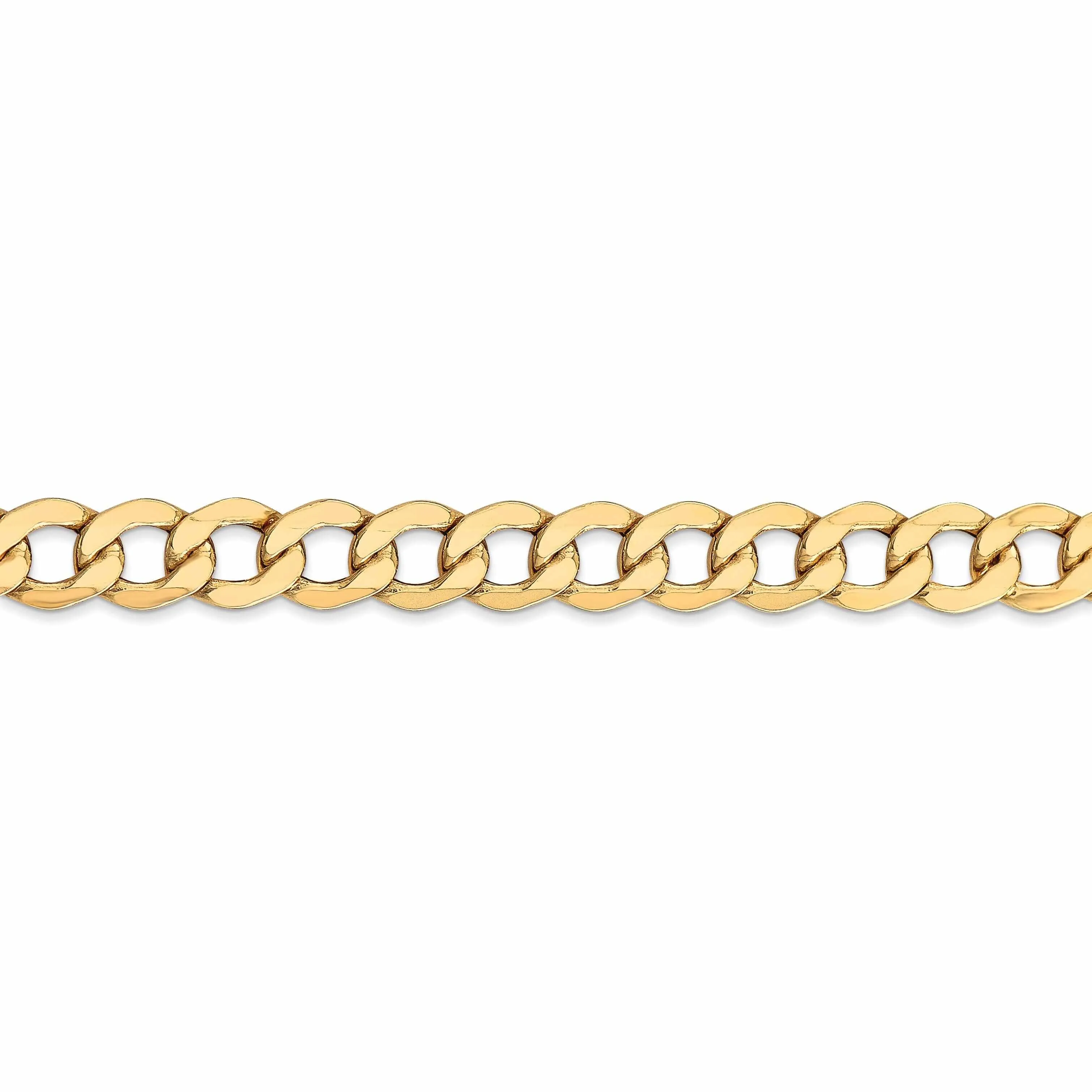 10k Yellow Gold 7.0m Semi-Solid Curb Link Chain