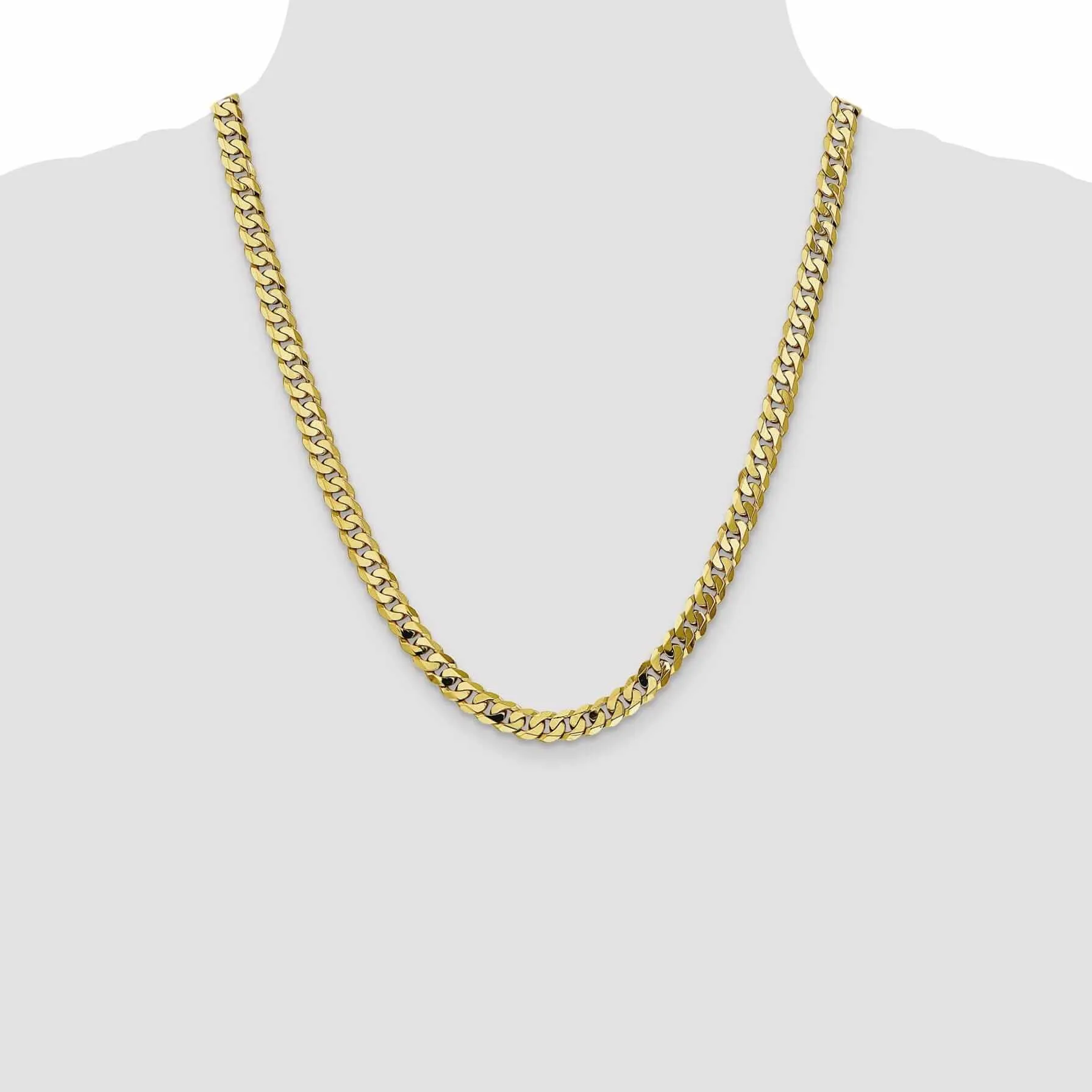 10k Yellow Gold 7.25mm Flat Beveled Curb Chain
