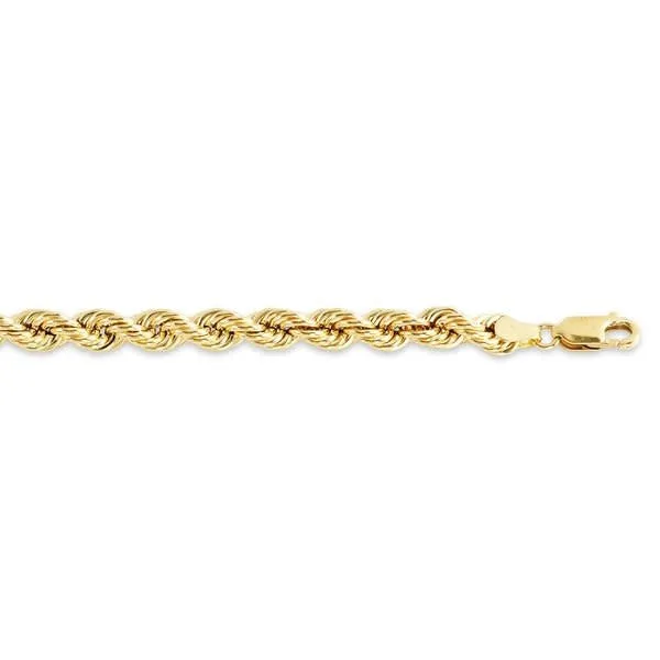 10K Yellow Gold (7mm) Hollow Rope Chain (24in - 28in)