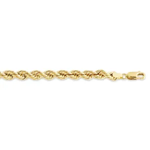 10K Yellow Gold (7mm) Hollow Rope Chain (24in - 28in)
