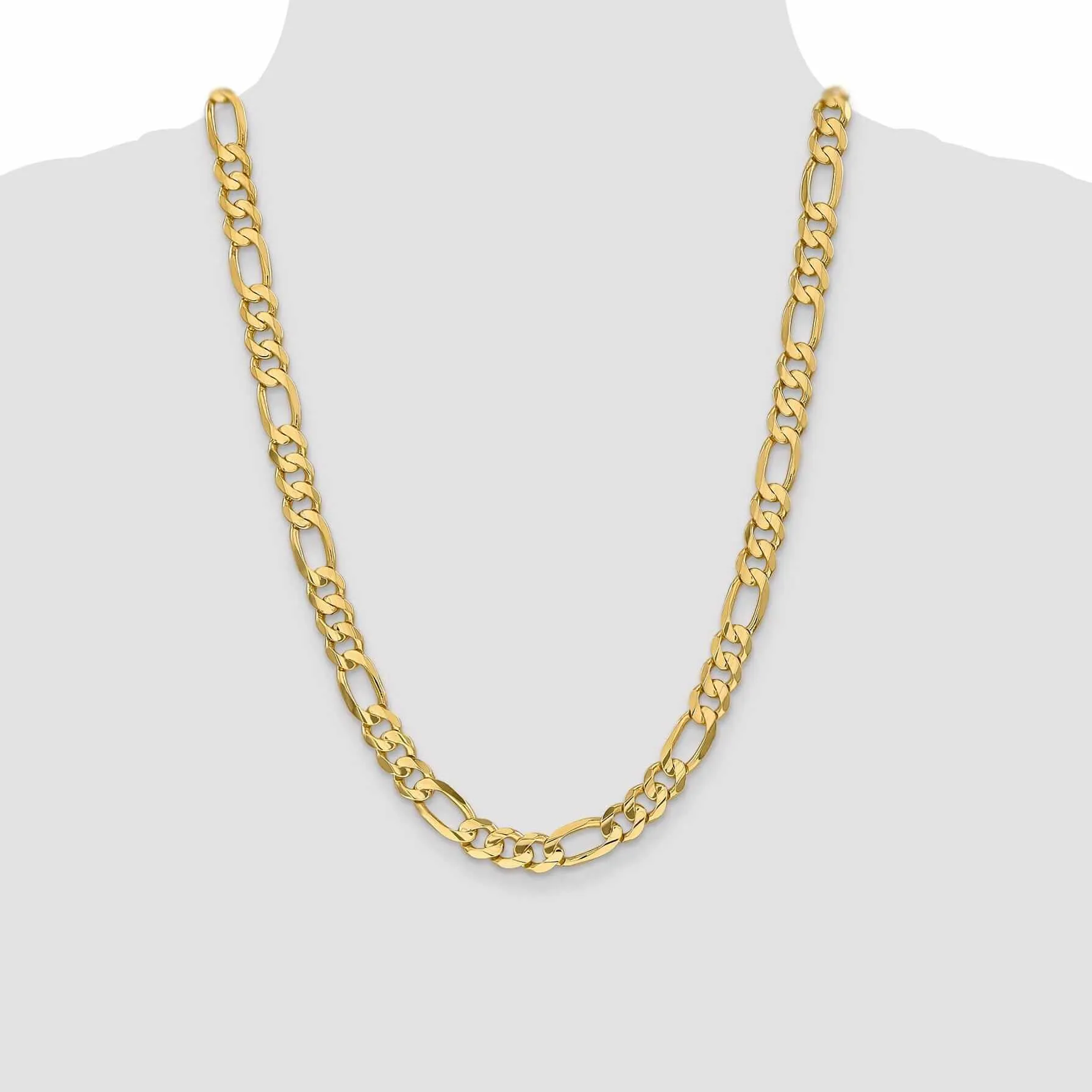 10k Yellow Gold 8.75mm Concave Figaro Chain