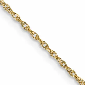10k Yellow Gold Carded Cable Rope Chain 0.7MM