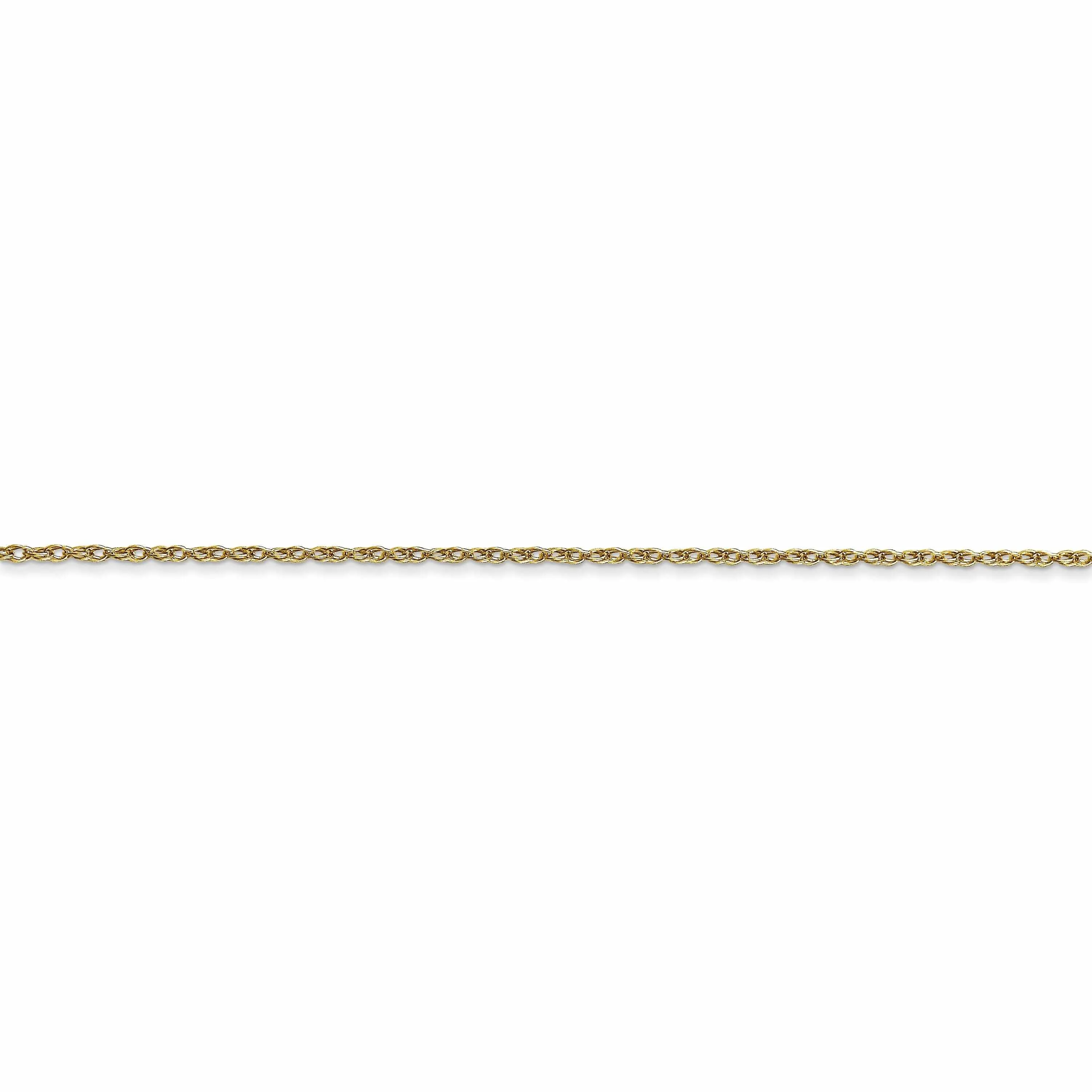 10k Yellow Gold Carded Cable Rope Chain 0.7MM