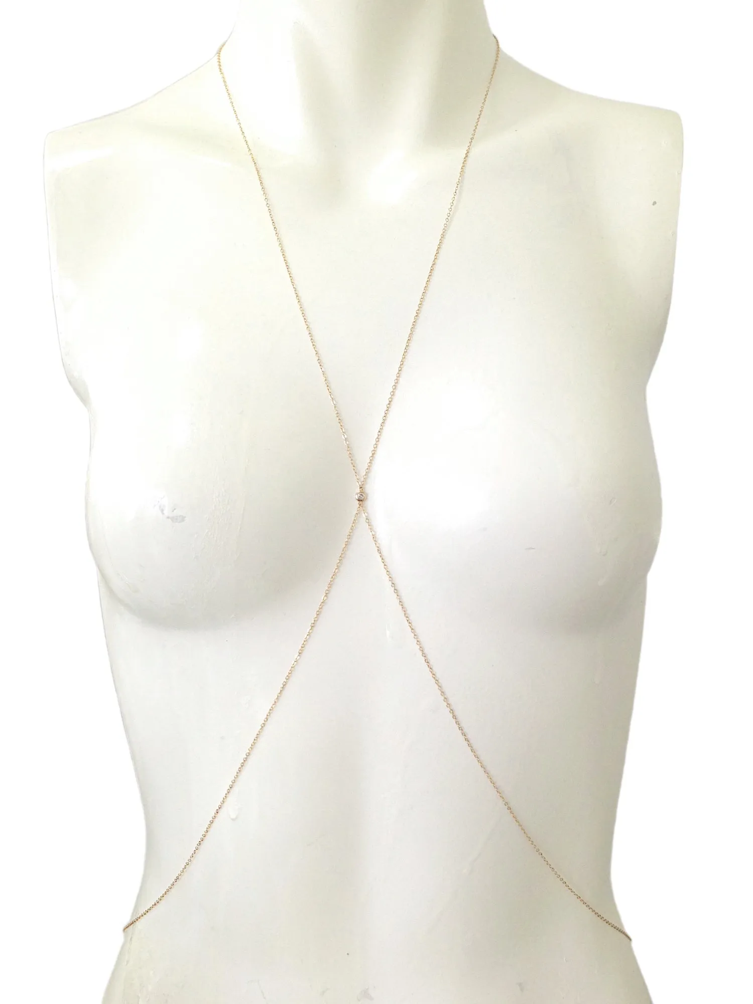 14K Gold Diamond Minimalist Body Chain