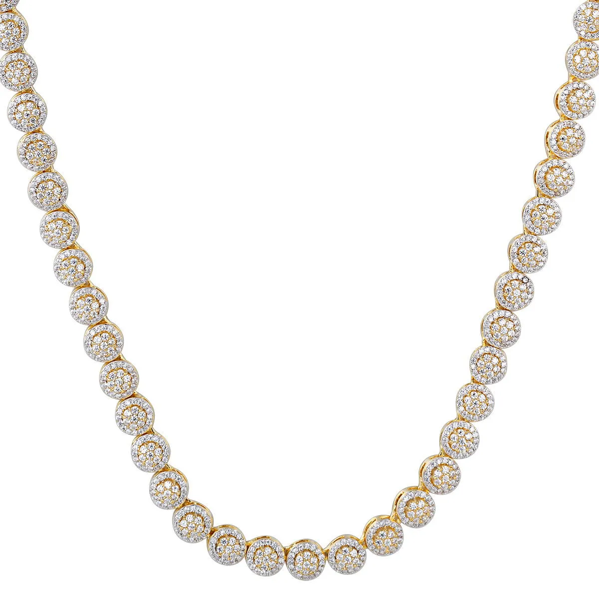 14k Gold Finish Solitaire Flower Cluster Custom 18-24" Necklace