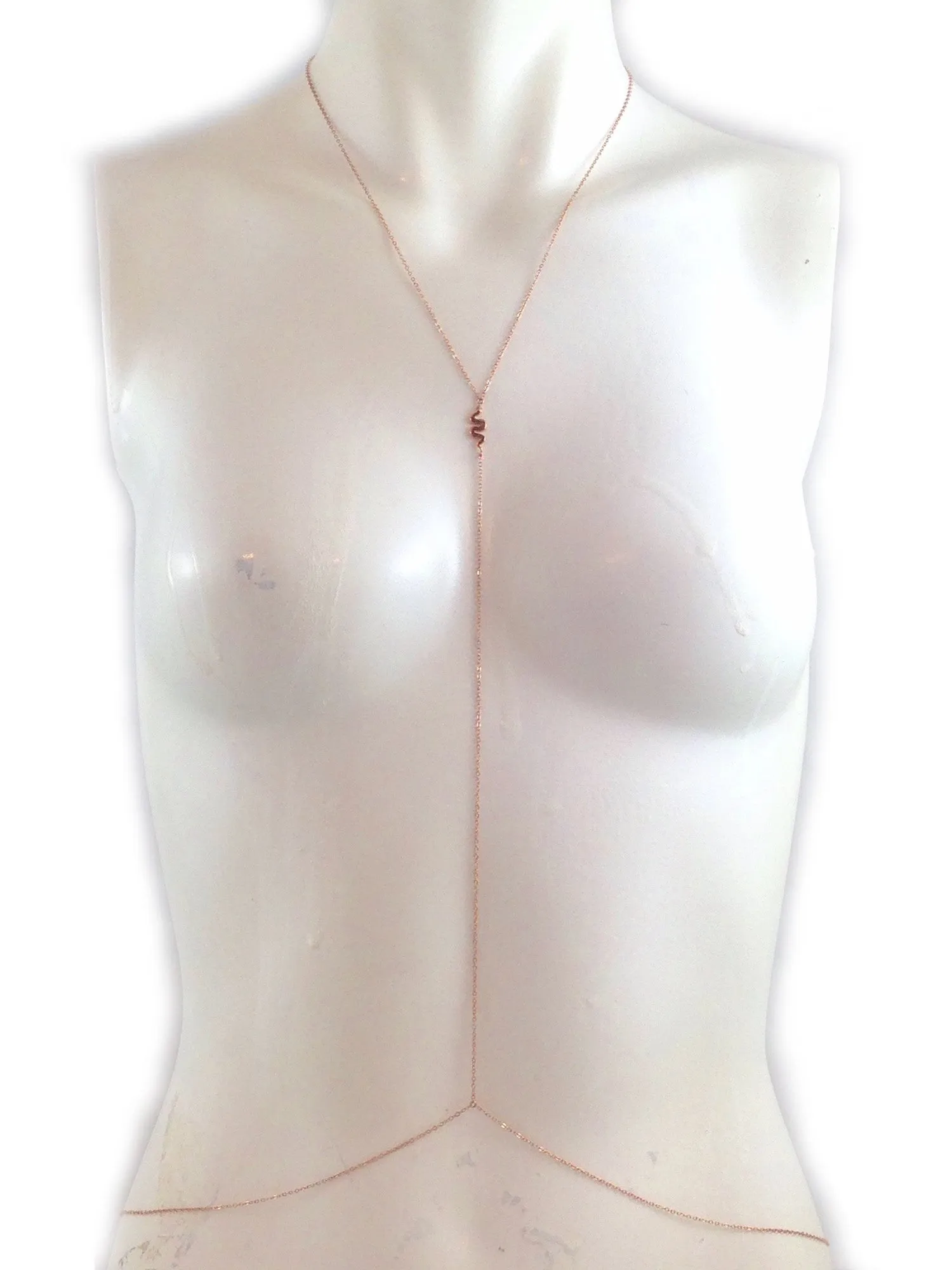14K Gold Swivel Snake Lariat Drop Body Chain