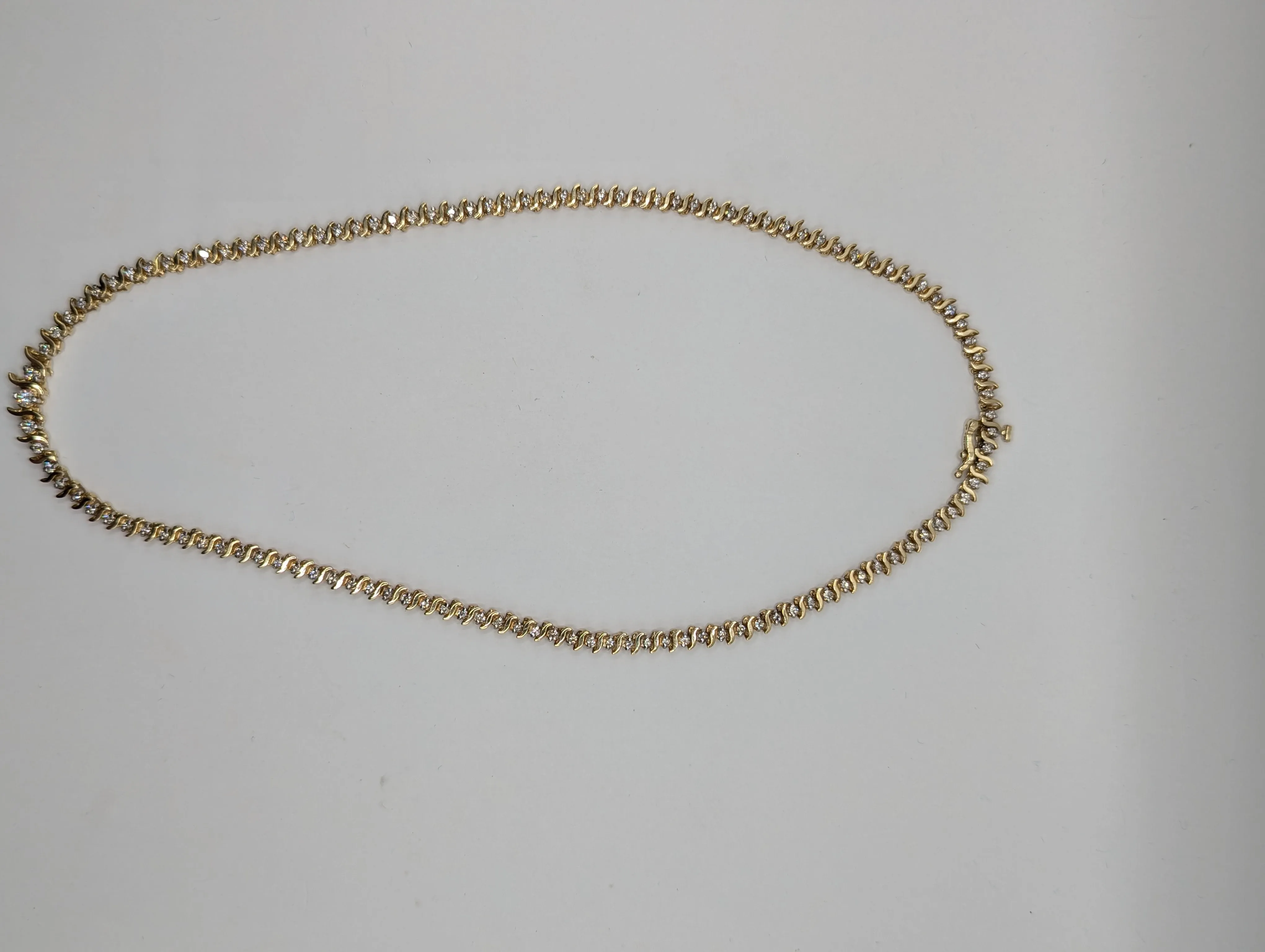14k Ladies 17" 2.5CTW Diamond Prong-Set Tennis Necklace, SI3, I-J Color, 15.8g Preowned item #391414