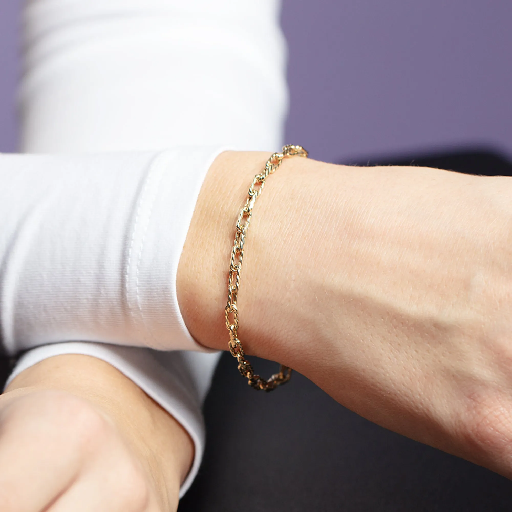 14K Mini Twist Spiral Paperclip Bracelet