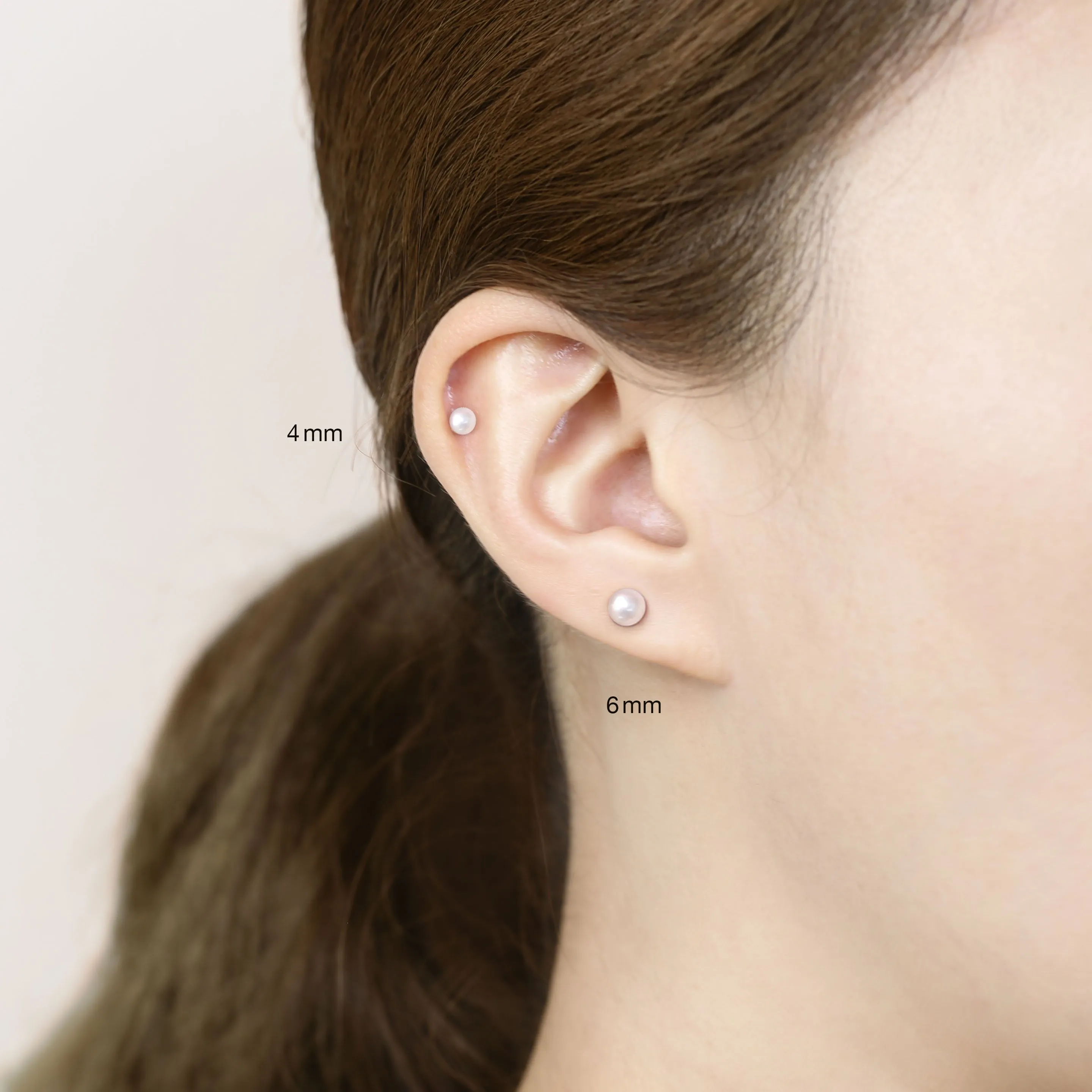 14k Solid Gold Pearl Stud Earrings