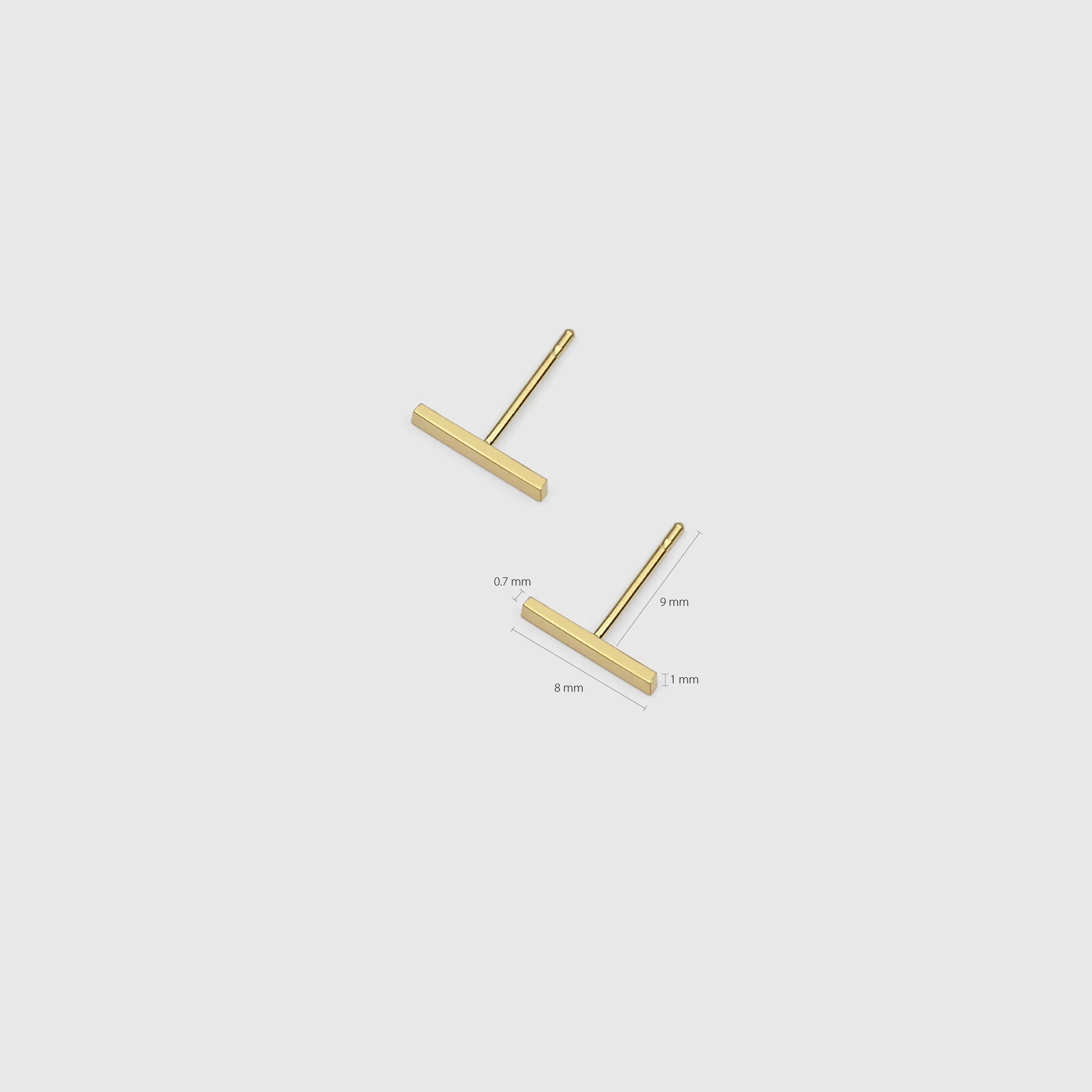 14k Solid Gold Stick Earring