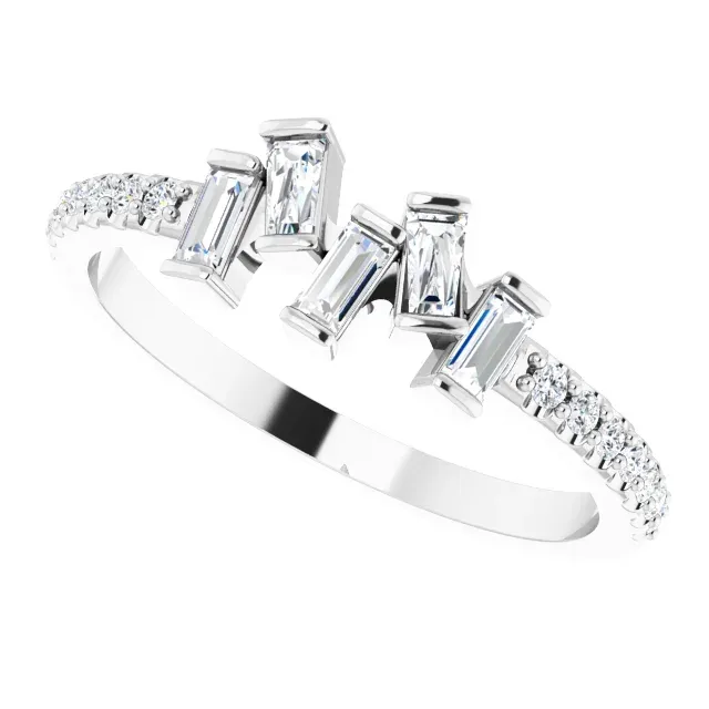 14K White 1/3 CTW Diamond Scattered Ring
