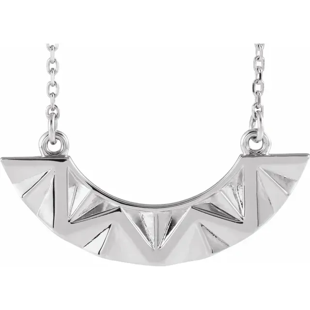 14K White Curved Bar 16-18" Necklace