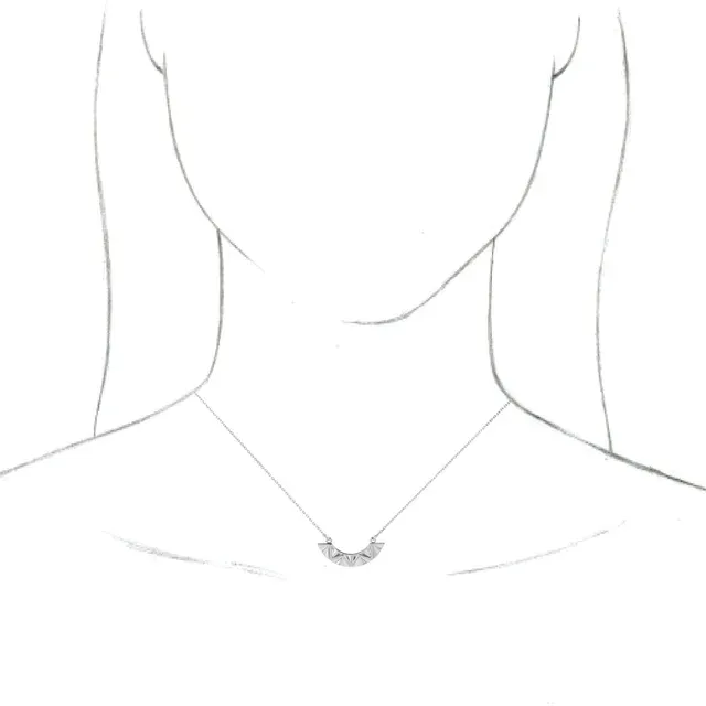 14K White Curved Bar 16-18" Necklace