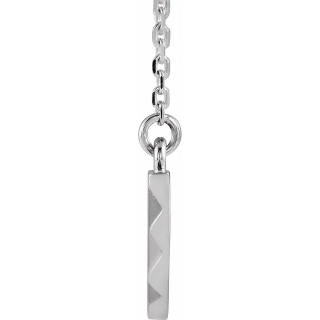 14K White Curved Bar 16-18" Necklace