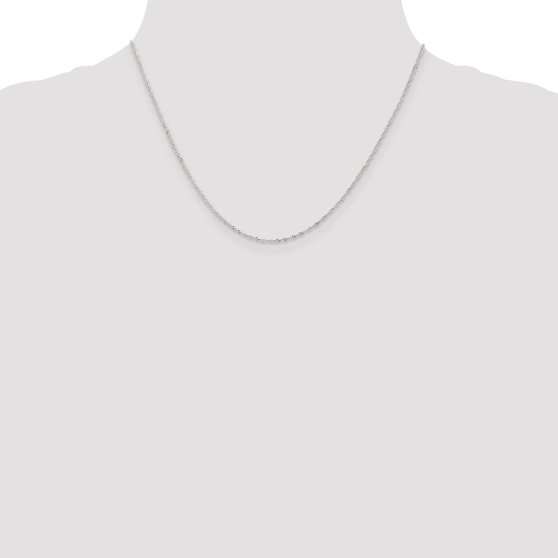 14K White Gold 1 mm Singapore Chain