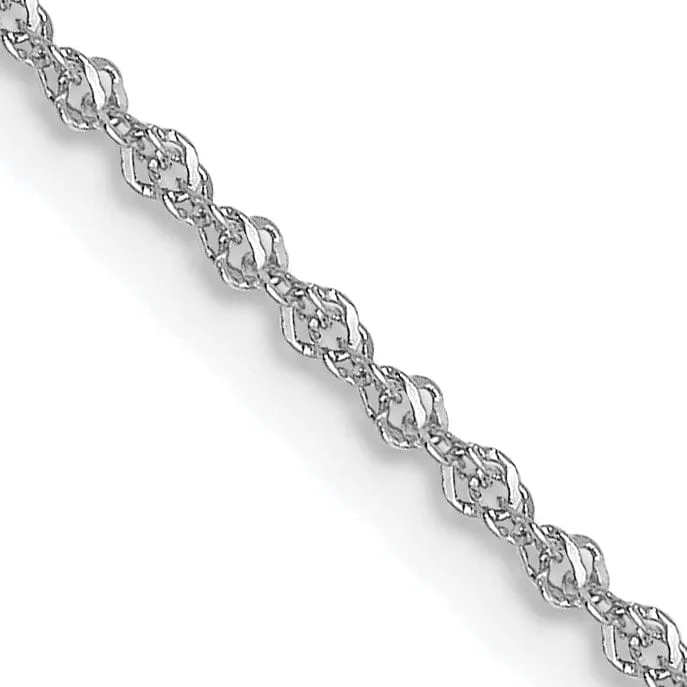 14K White Gold 1 mm Sparkle Singapore Chain
