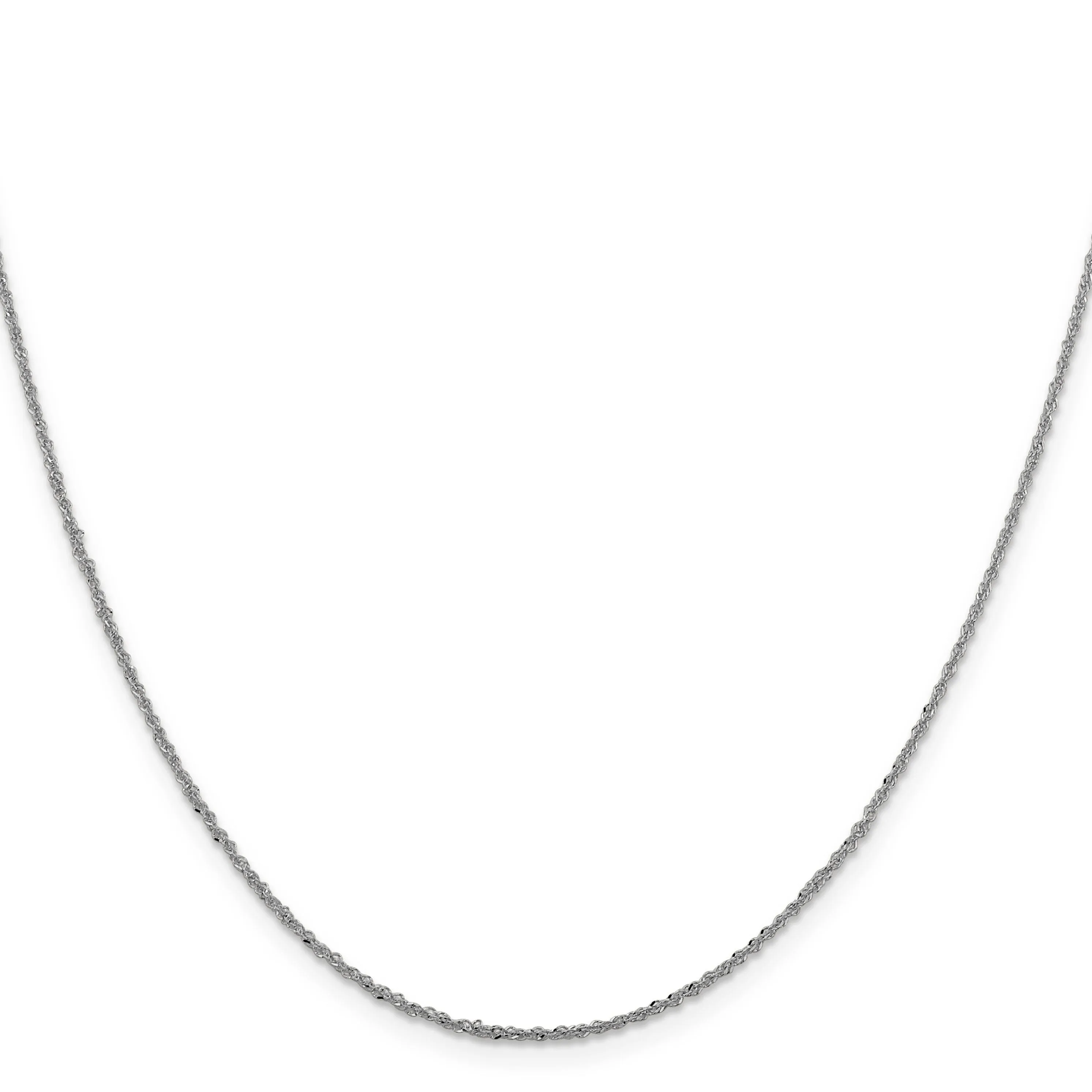 14K White Gold 1.3 mm Sparkle Singapore Chain
