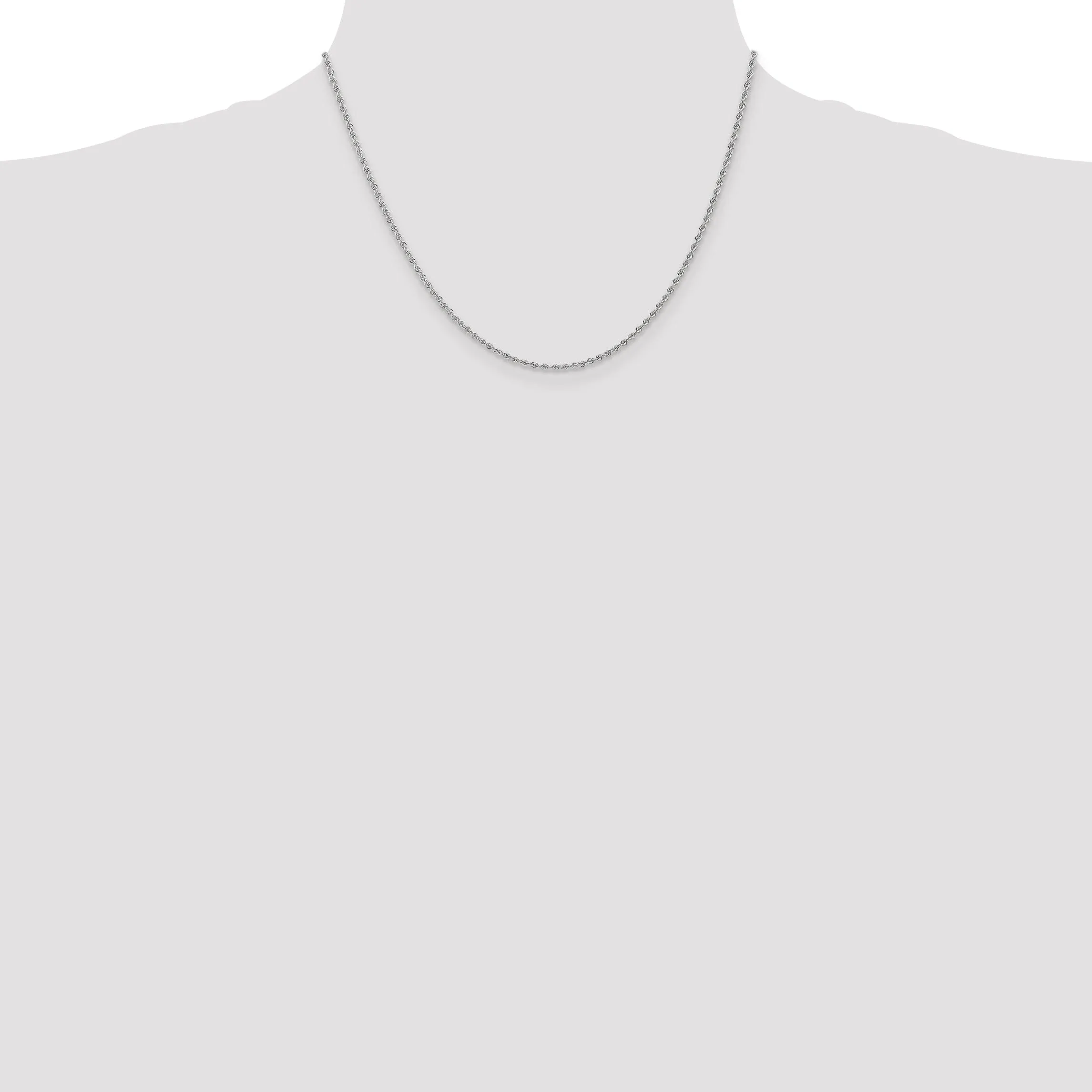 14k White Gold 1.75mm Handmade Rope Chain