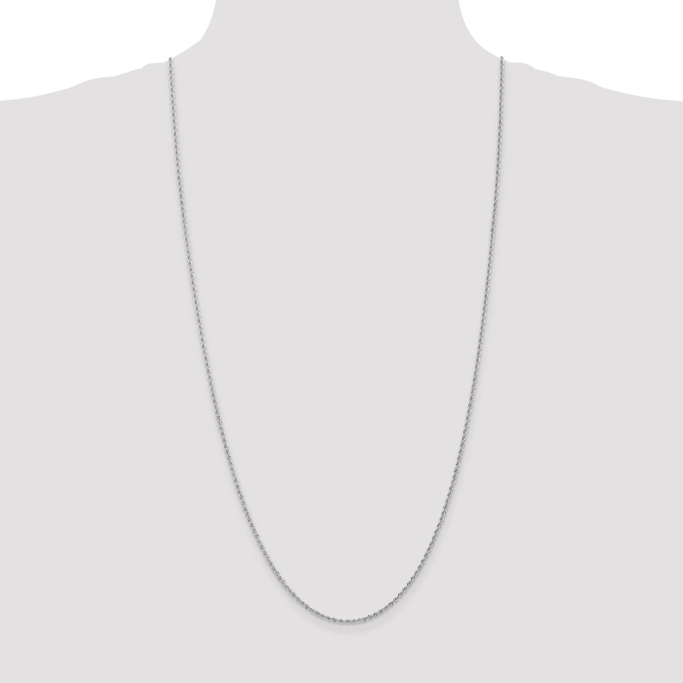 14k White Gold 1.75mm Handmade Rope Chain
