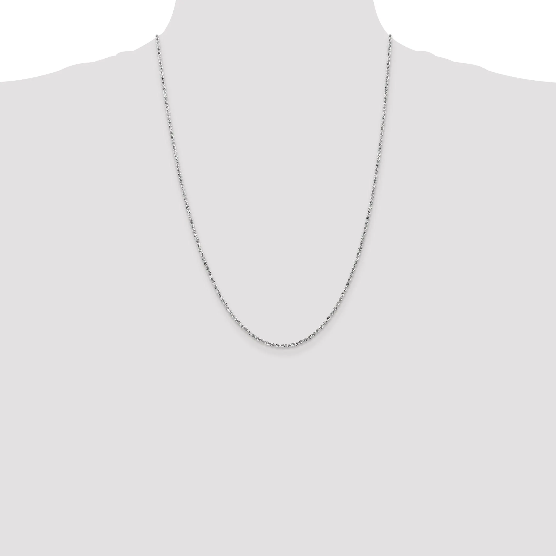 14k White Gold 1.75mm Handmade Rope Chain