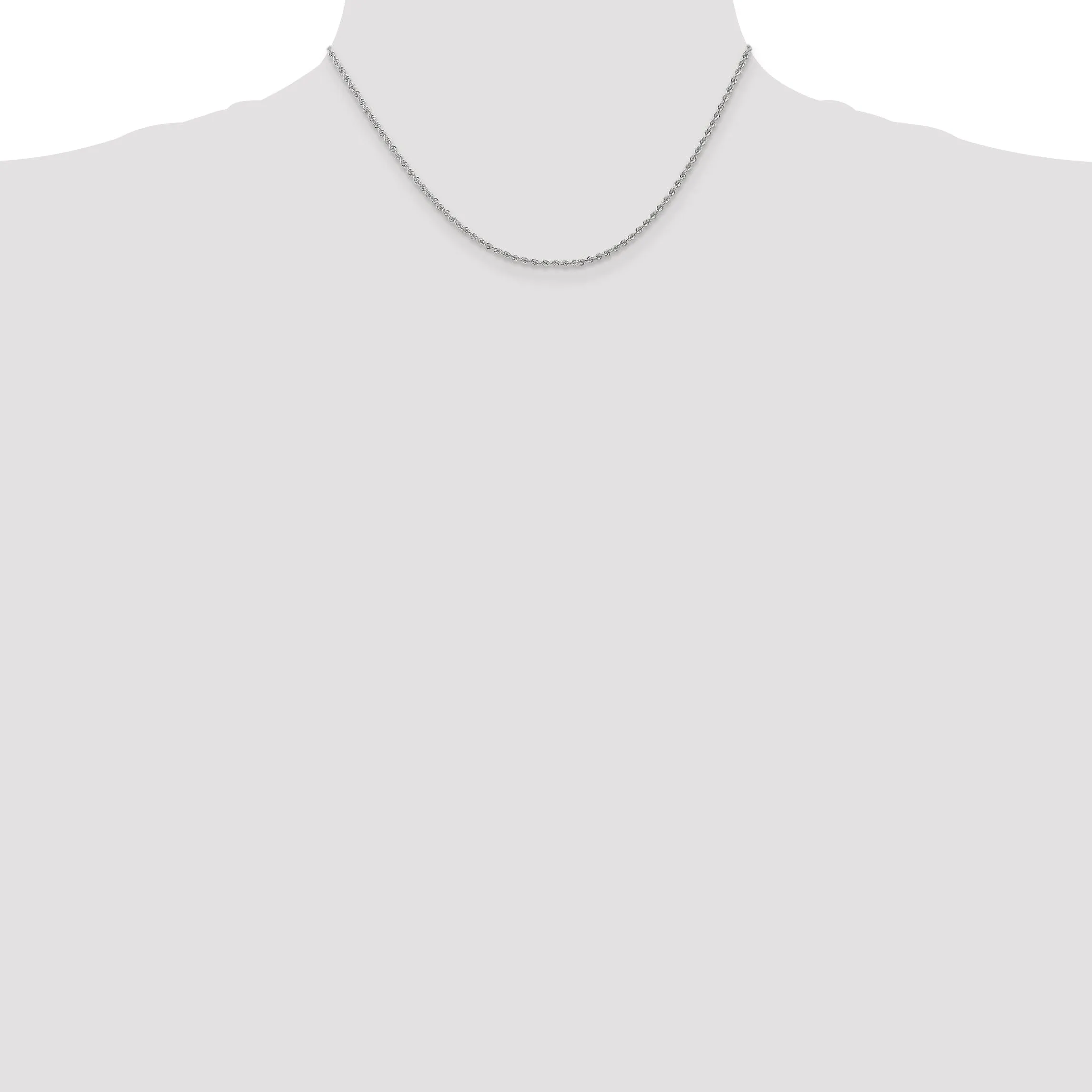 14k White Gold 1.75mm Handmade Rope Chain