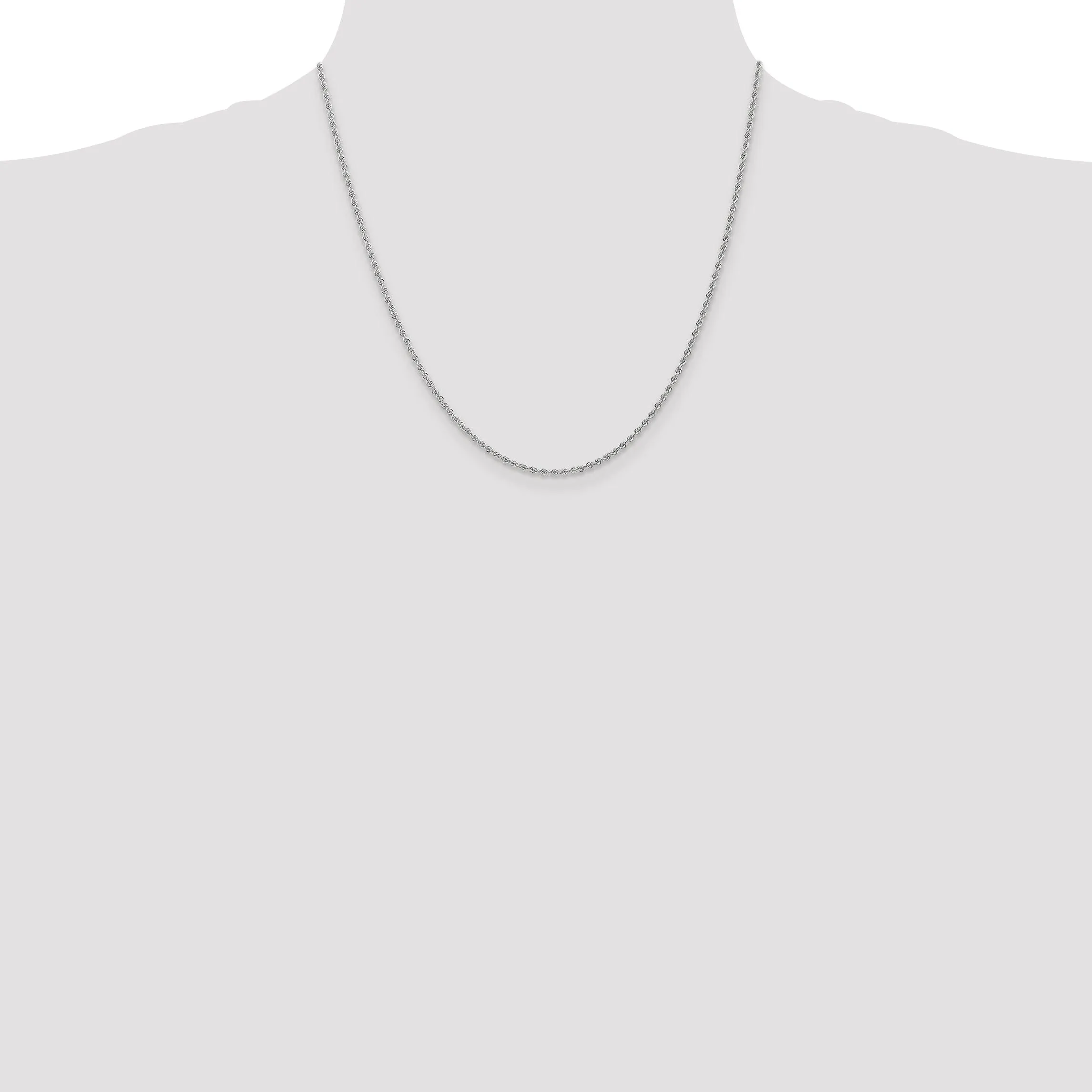 14k White Gold 1.75mm Handmade Rope Chain